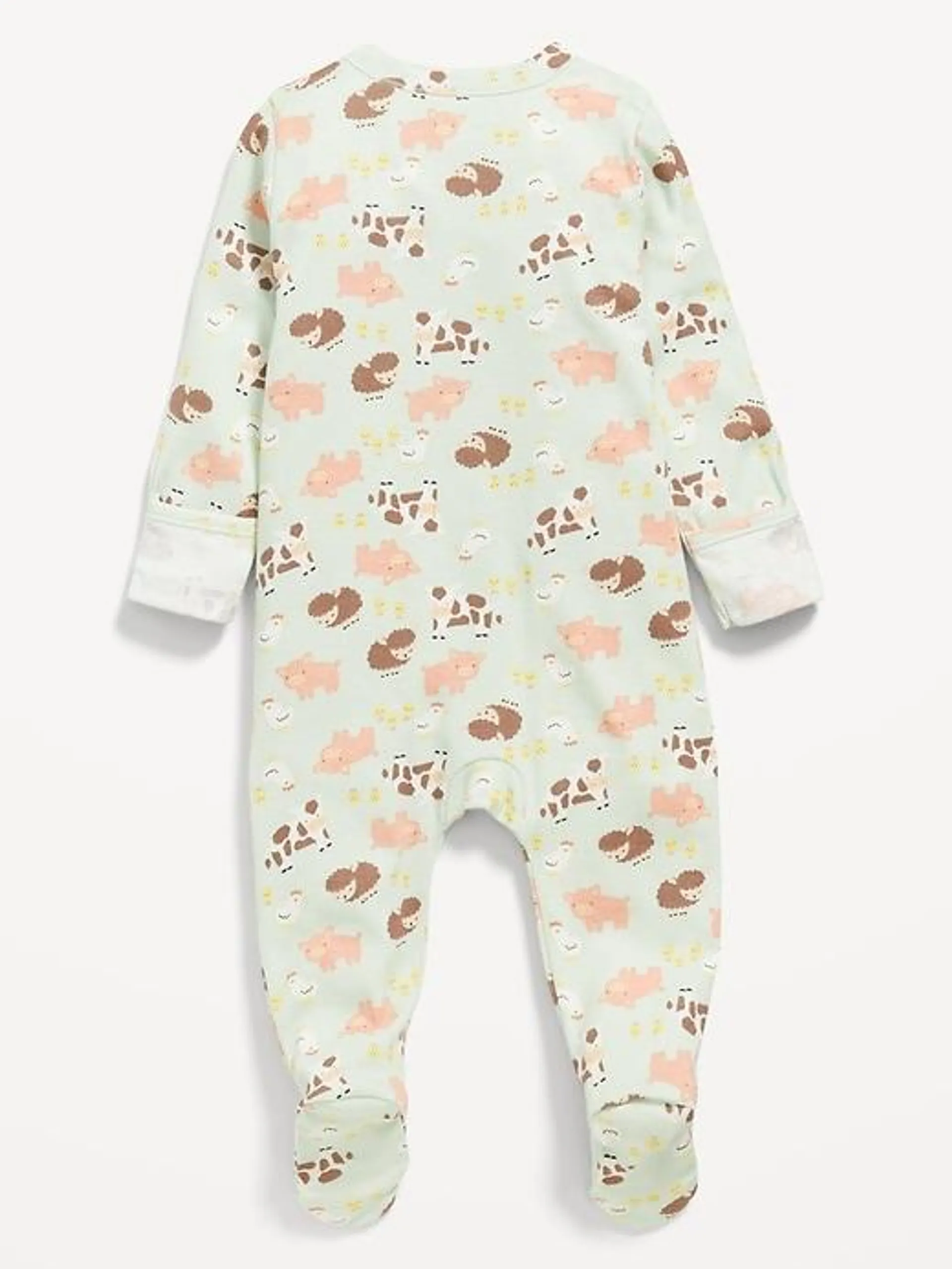 Unisex 2-Way-Zip Sleep & Play Printed Footed One-Piece for Baby