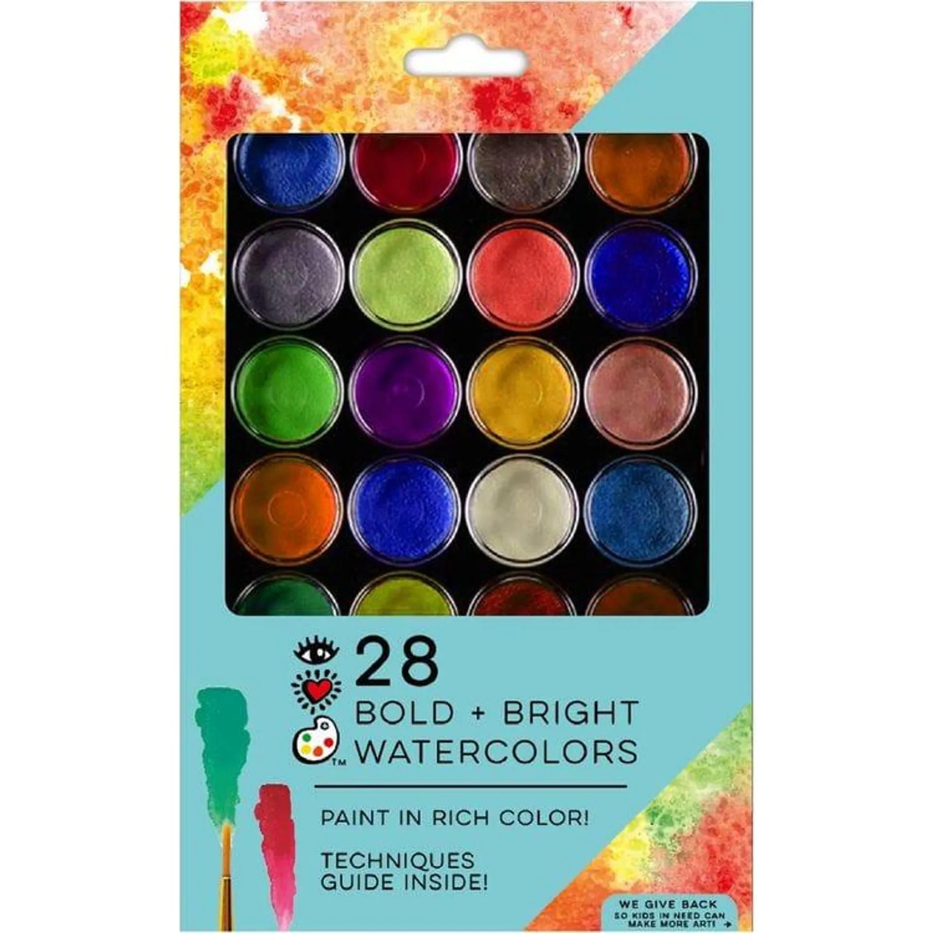 28 Bold + Bright Watercolor Paints