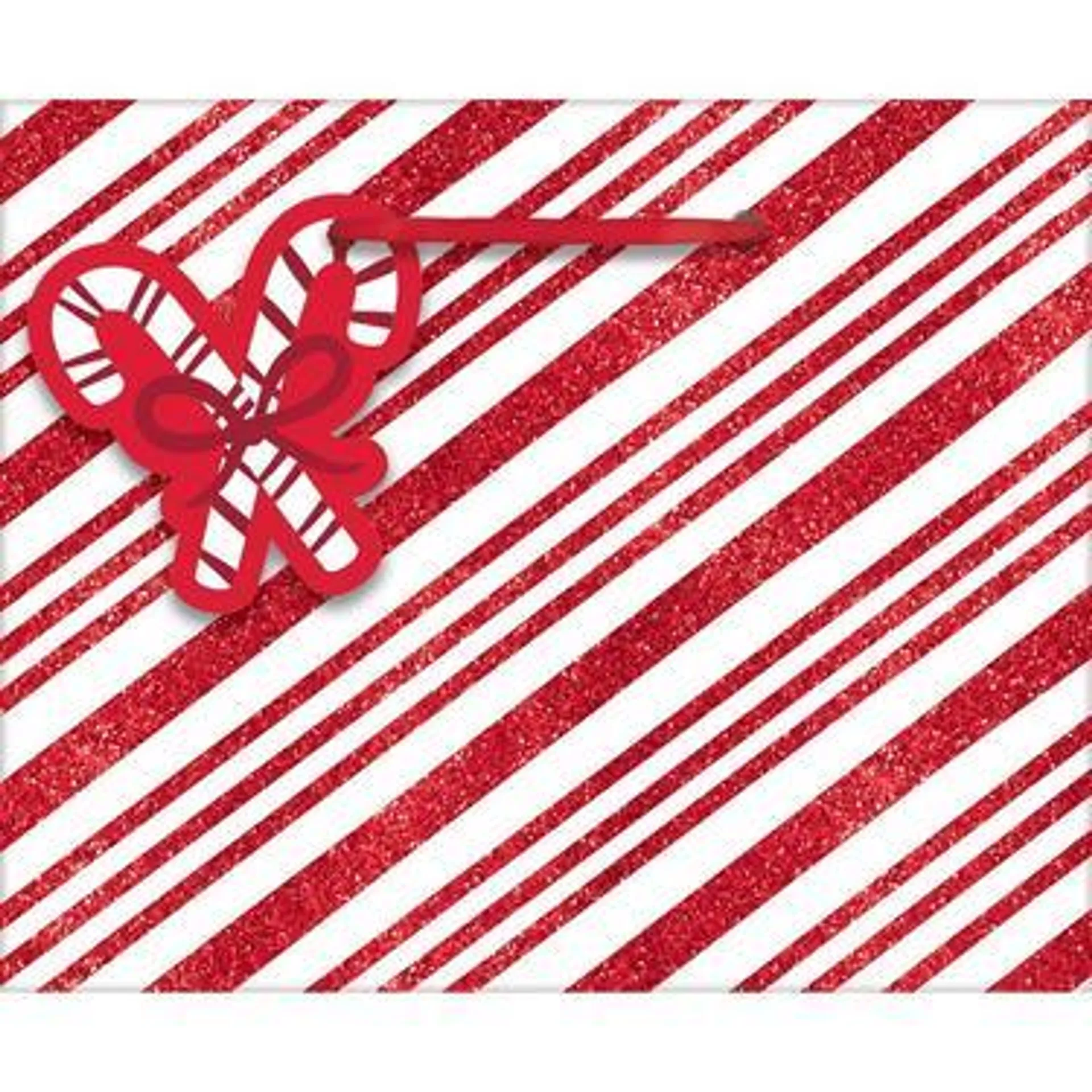 Mini Glitter Candy Cane Stripe Glossy Gift Bag