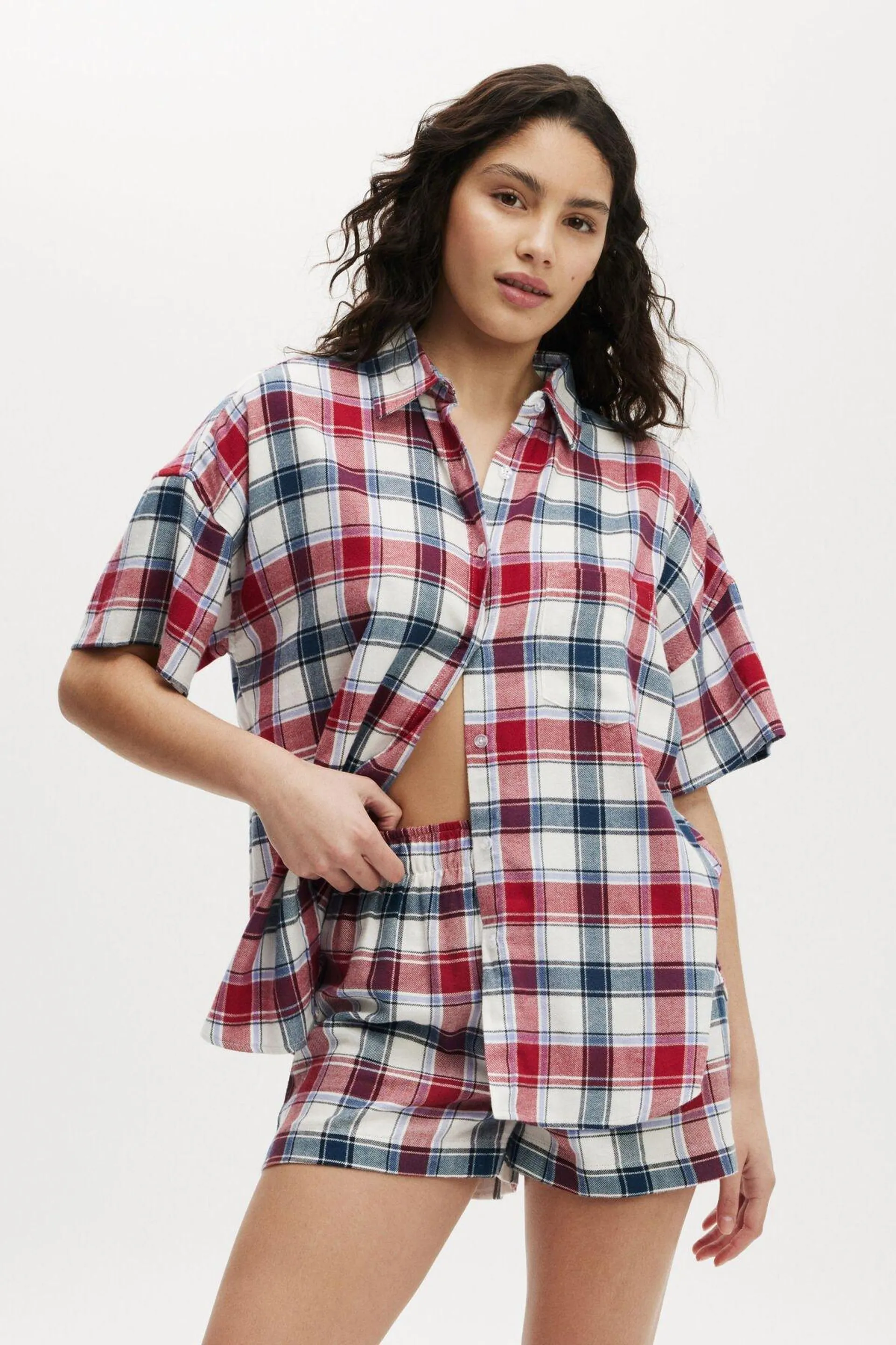 Flannel Boyfriend Short Sleeve Shirt