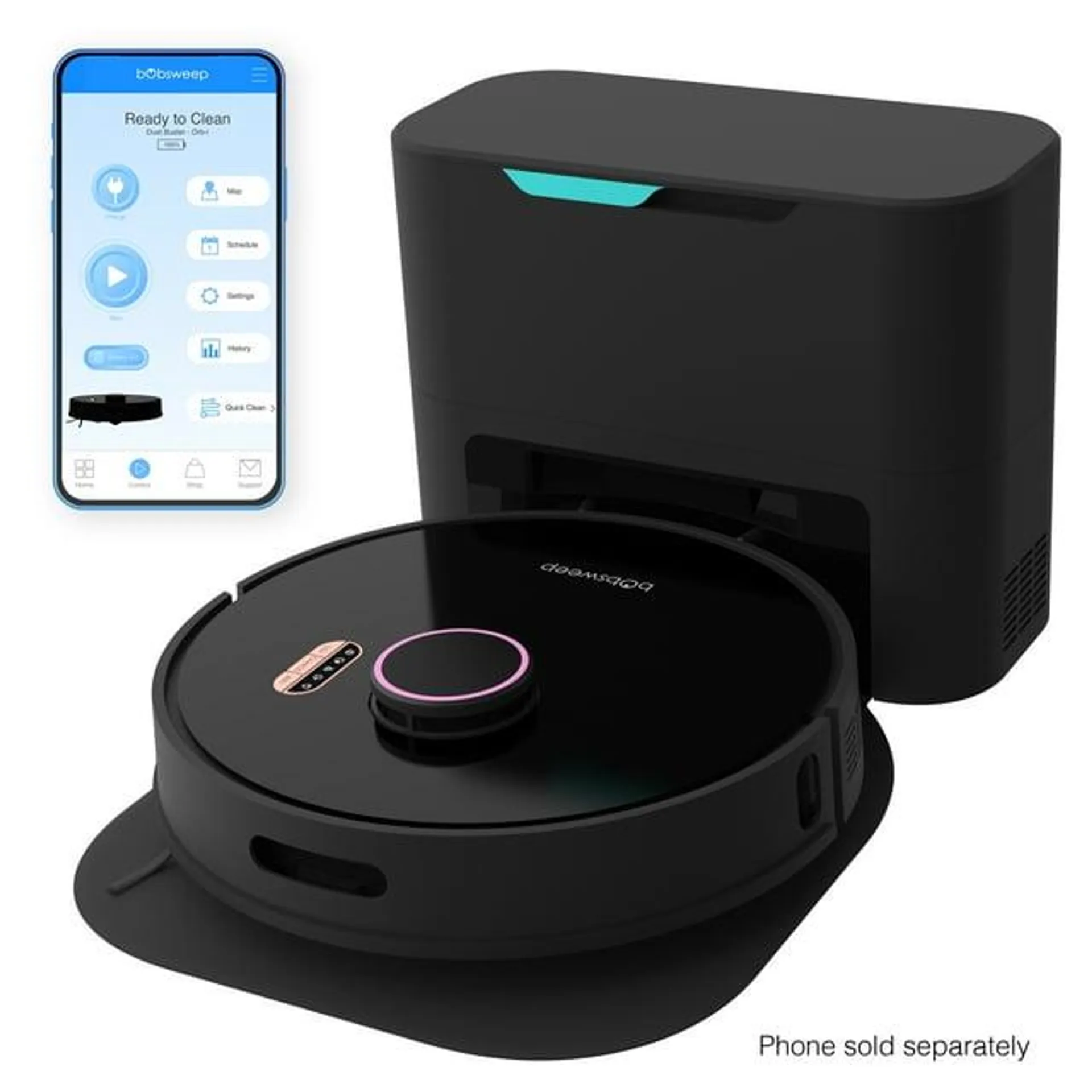 bObsweep Orb-i Robot Vacuum, 100-Day-Self Empeting bin, 5000pa Suction, Blackberry, New