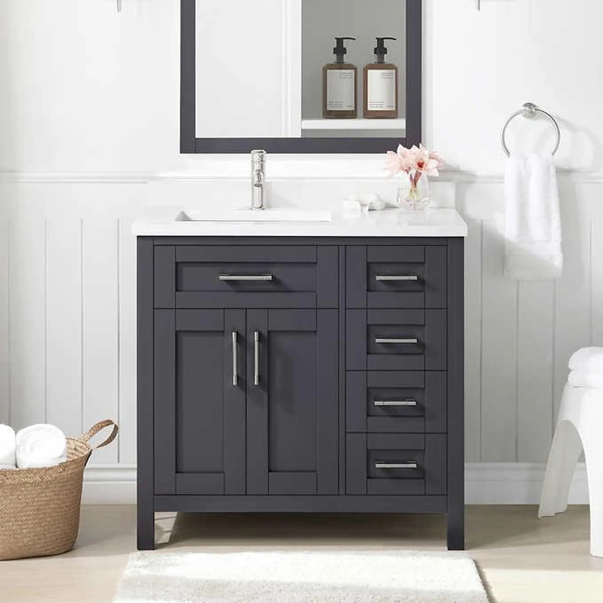 OVE Decors Parkway Bath Vanity w/ Quartz Top in Gray