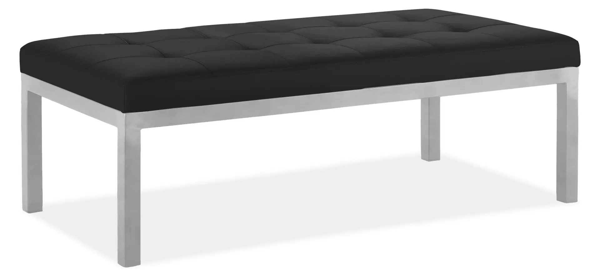 Ravella 48w 24d 16h Bench in Urbino Black Leather with Stainless Steel Legs
