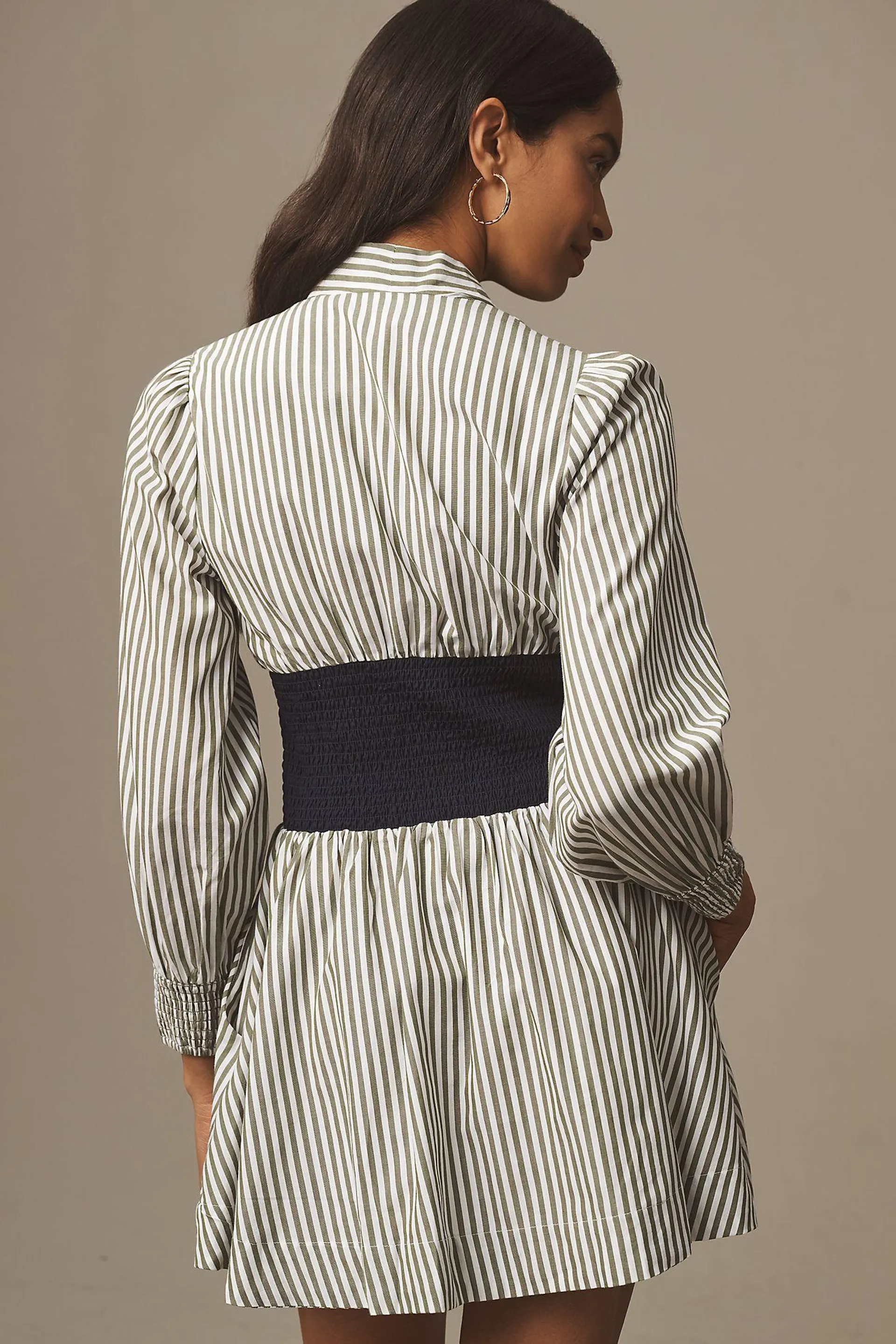 The Tommie Smocked Front-Zip Shirt Dress: Long-Sleeve Mini Edition