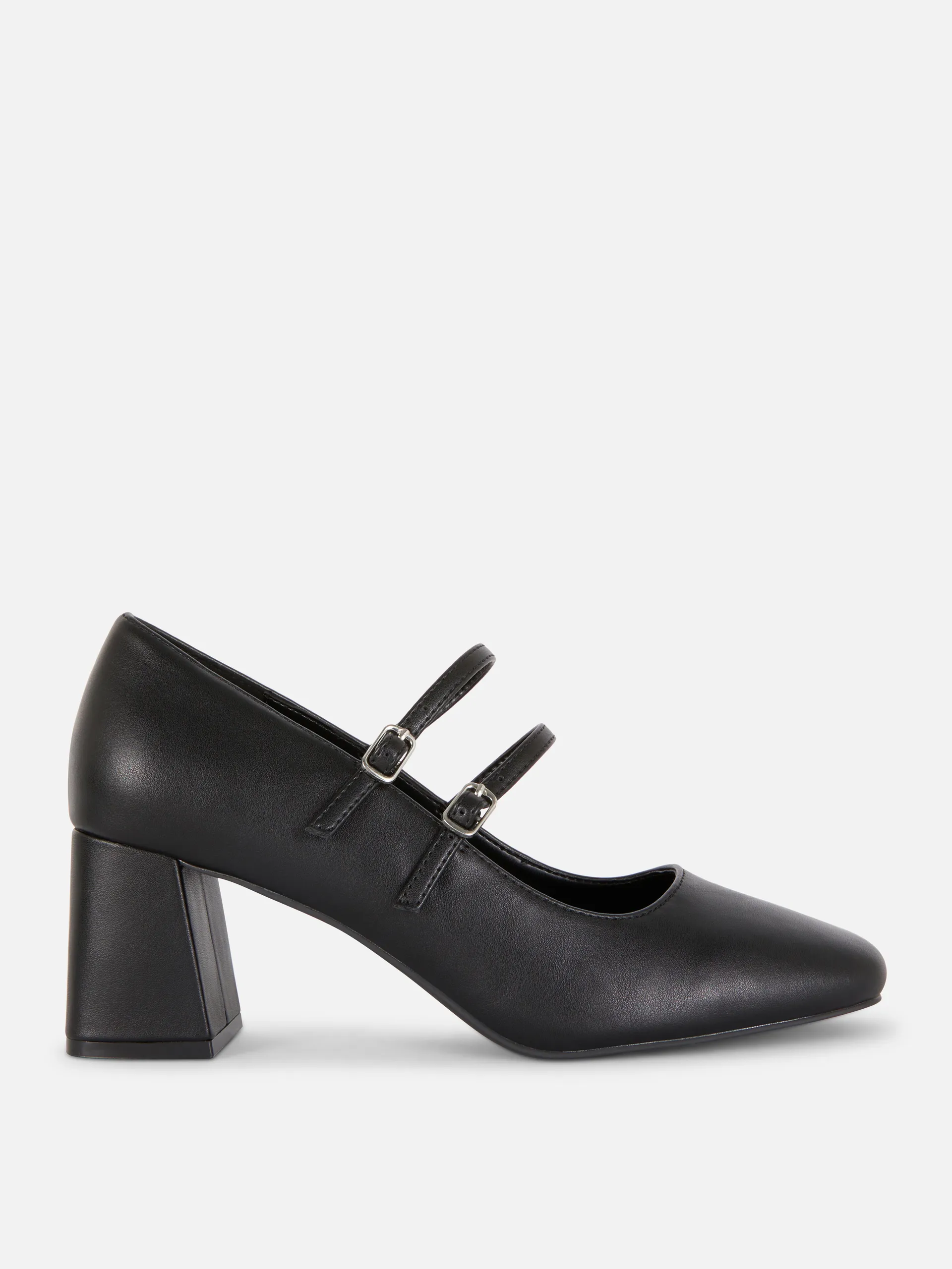 Faux Leather Heeled Mary Jane Shoes