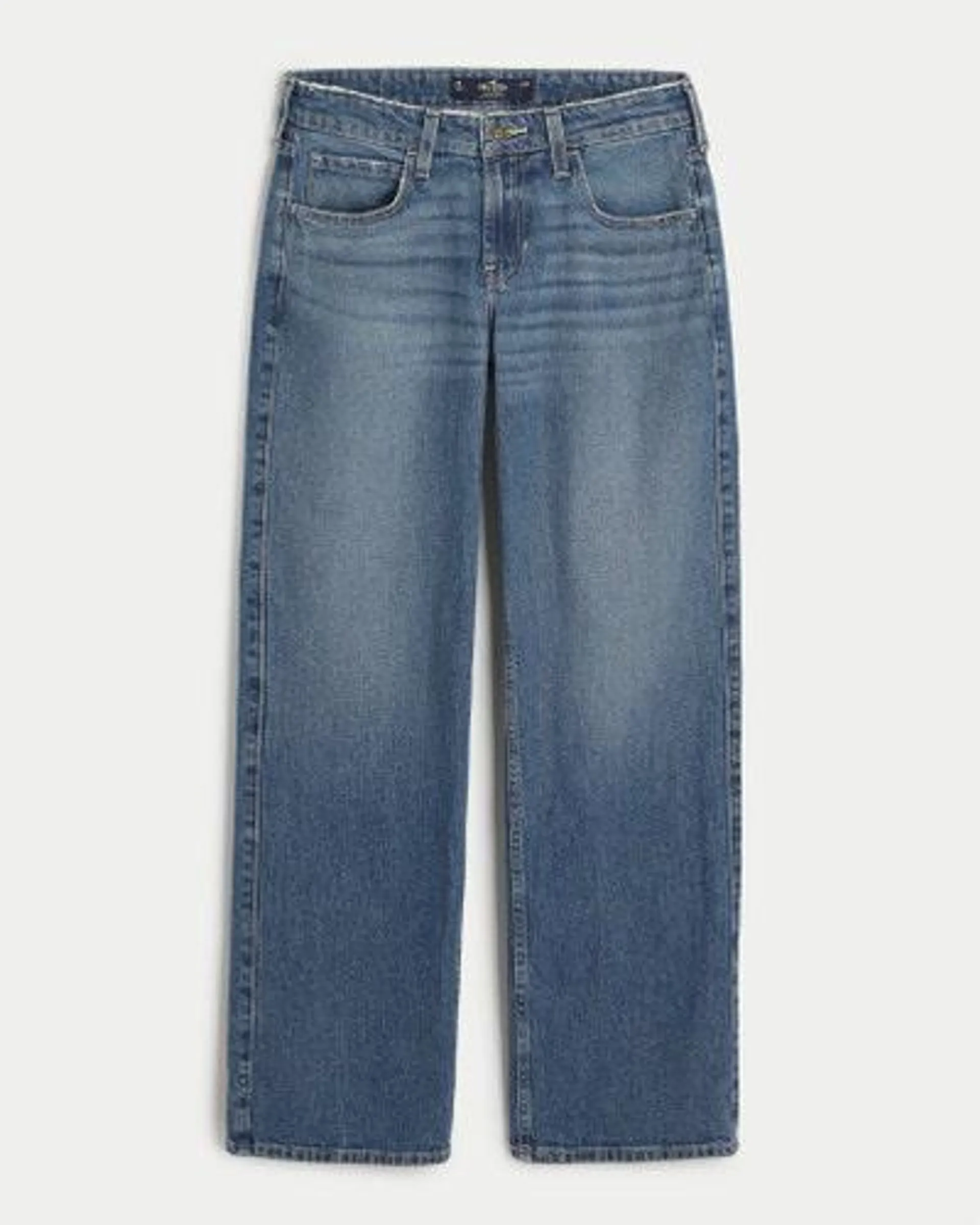 Low-Rise Medium Wash Baggy Jeans