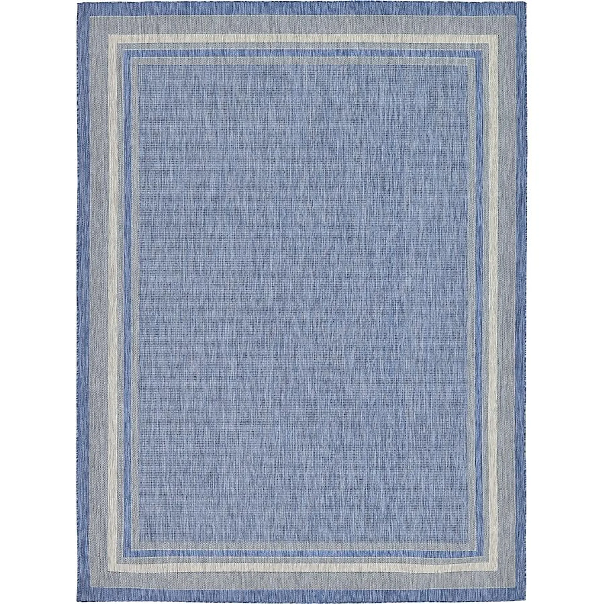 Unique Loom Soft Border Outdoor 9 X 12 (ft) Blue/Beige Indoor/Outdoor Border French Country Area Rug