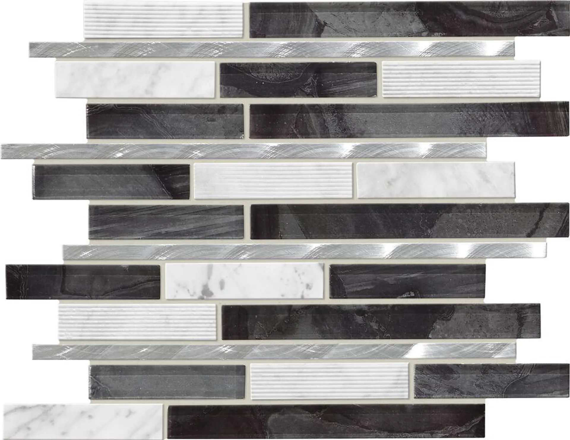 Mohawk® Grand Terrace Silver Moon 11 x 14 Random Strip Blend Mosaic Tile