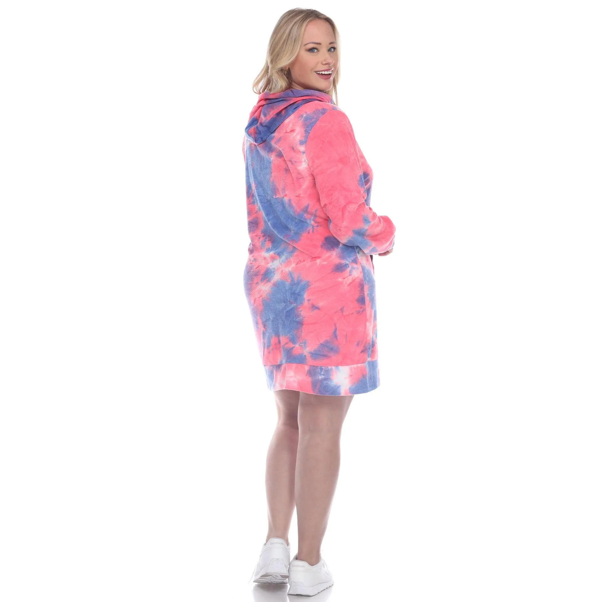 Hoodie Tie Dye Sweatshirt Dress - Plus (2 Colors Available)