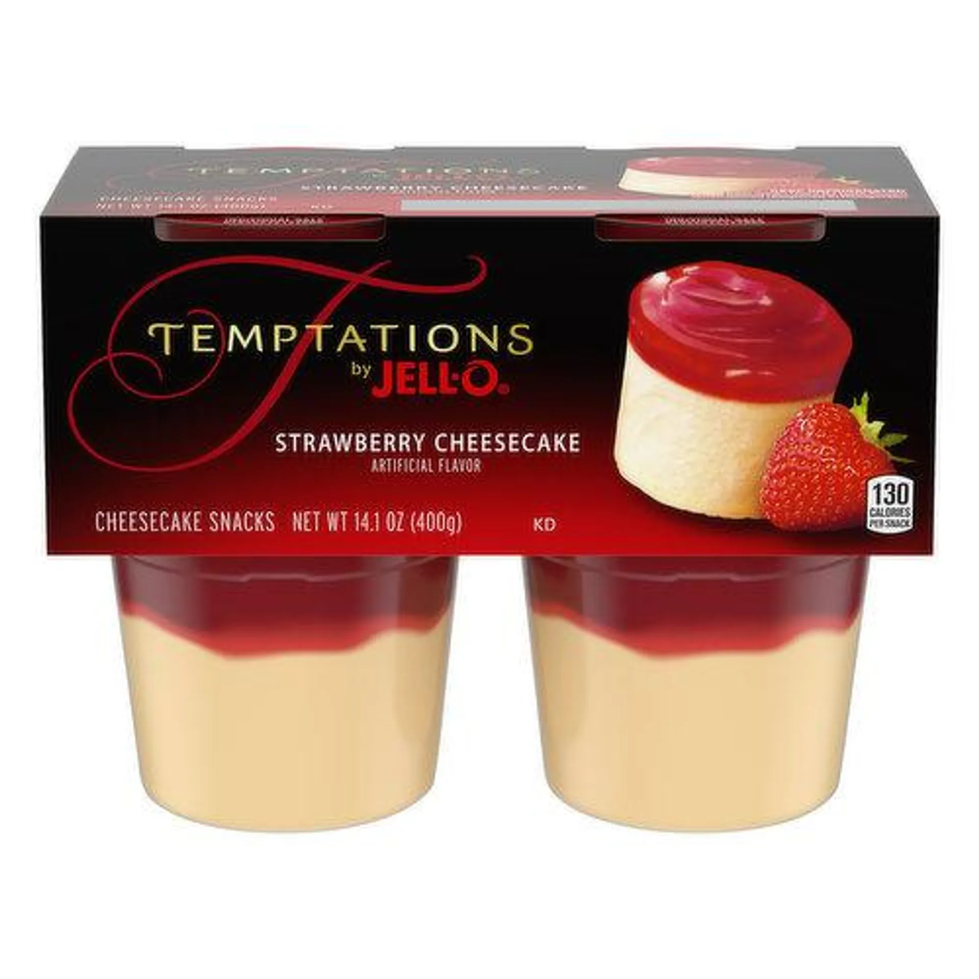 JELL-O Temptations Ready to Eat Strawberry Cheesecake Pudding Snack - 14.1 Ounce