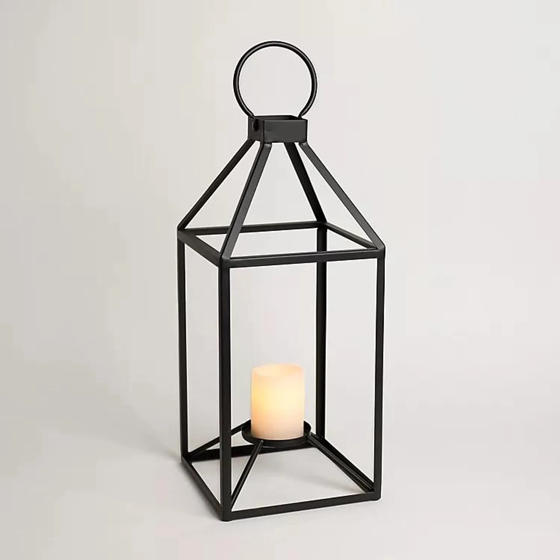 Black Metal Open Lantern, 21 in.