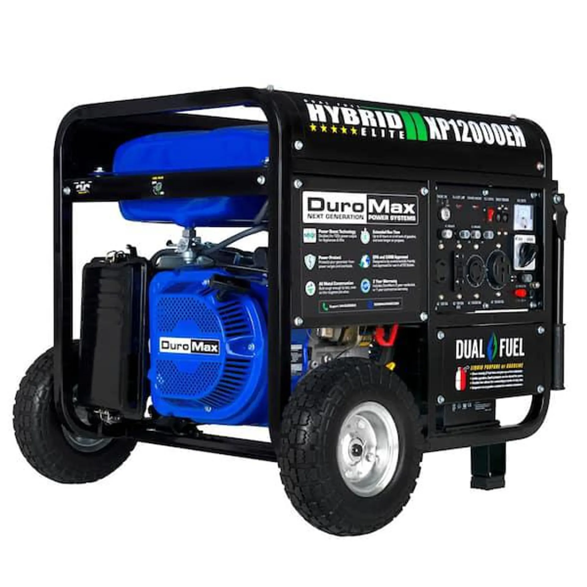 12000/9500-Watt Dual Fuel Electric Start Gasoline/Propane Portable Home Power Back Up Generator with CO Alert Sensor