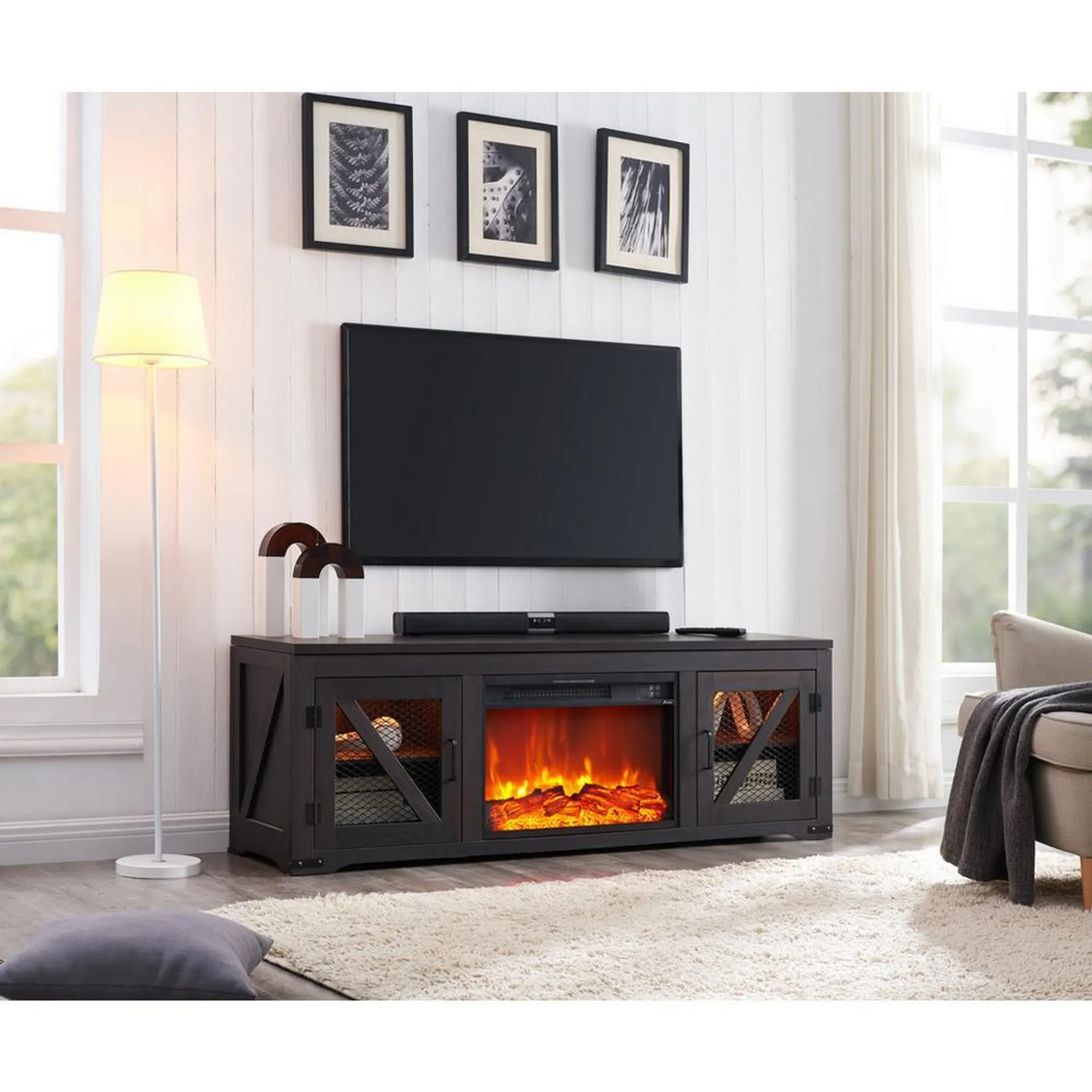 Ashton Unfold 62" TV Stand with Fireplace