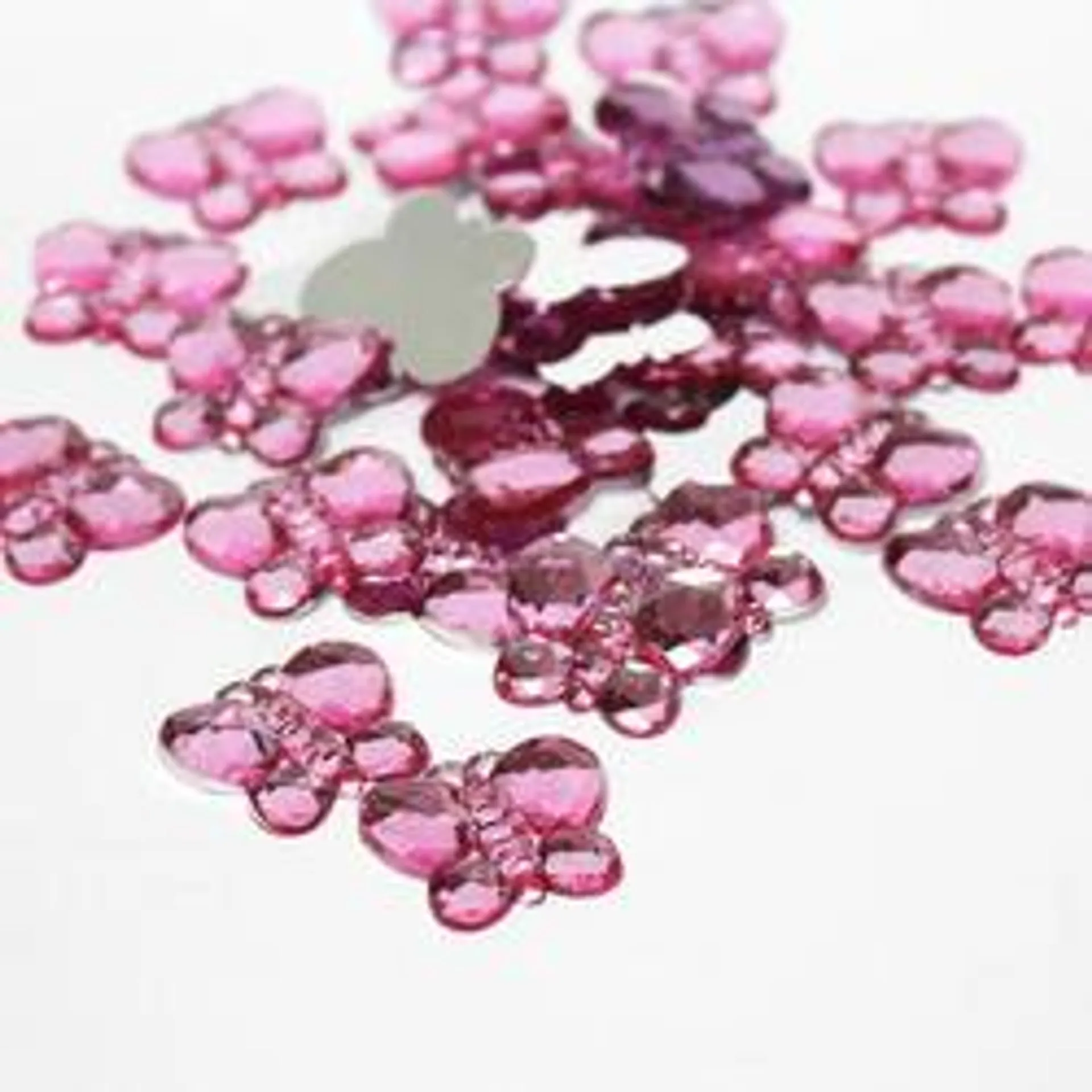 Pink Flat Back Butterfly Rhinestones (Package of 30 pieces)