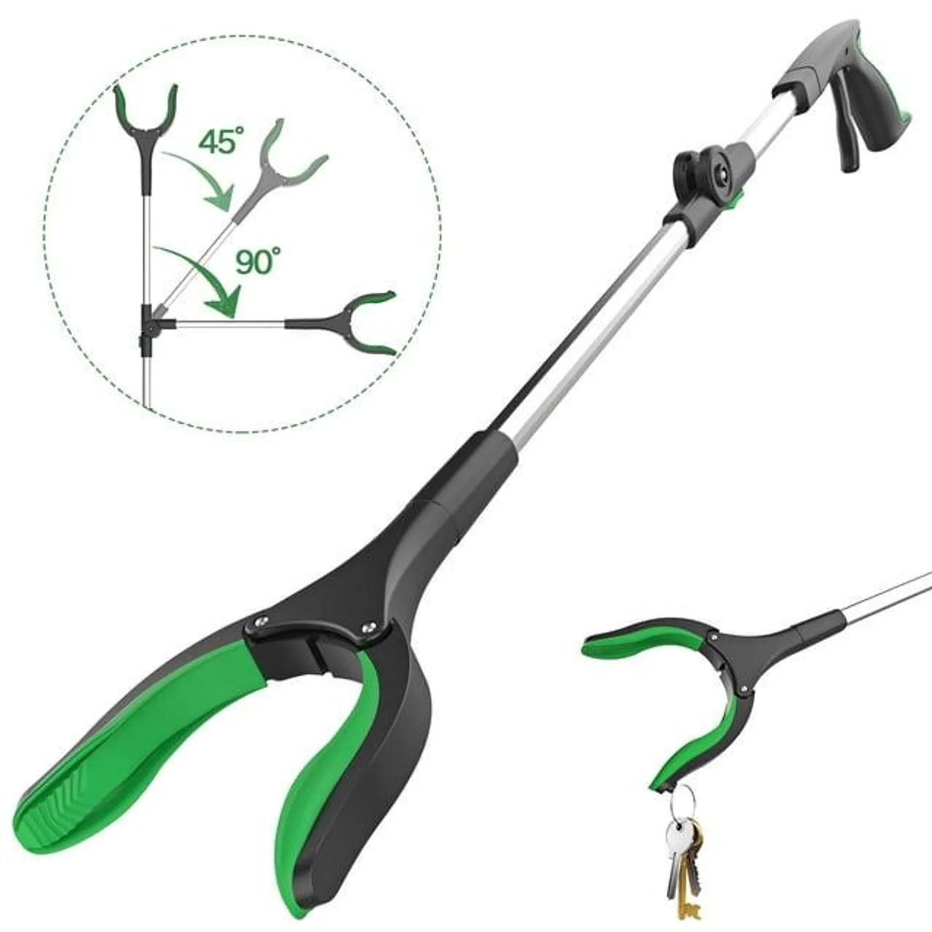 Reacher Grabber Tool, ORFELD Trash Claw Grabber Reaching Assist Pick up Portable Aluminum Green