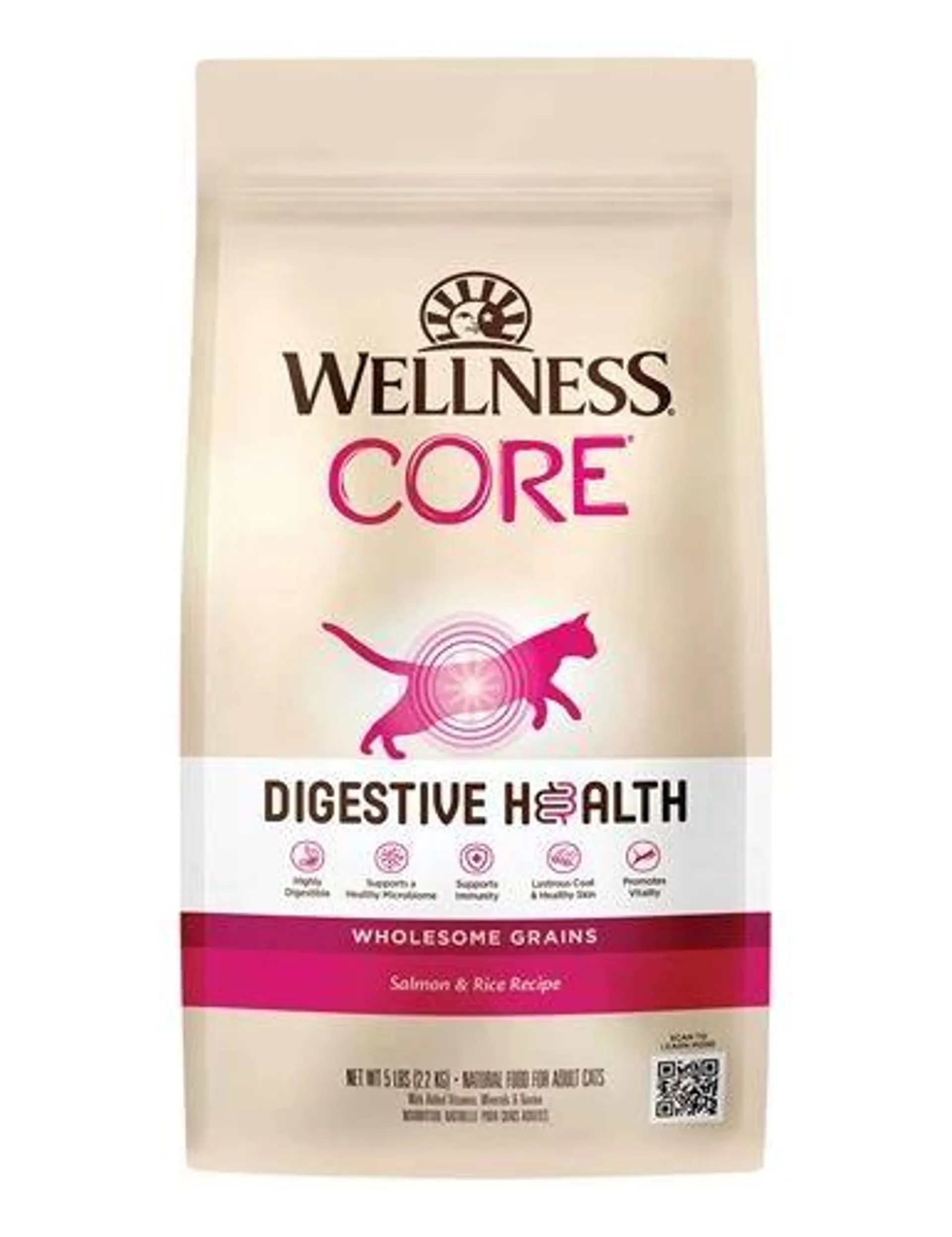 Wellness CORE Digestive Health Salmon & Rice Dry Cat Food, 5 Pound Bag