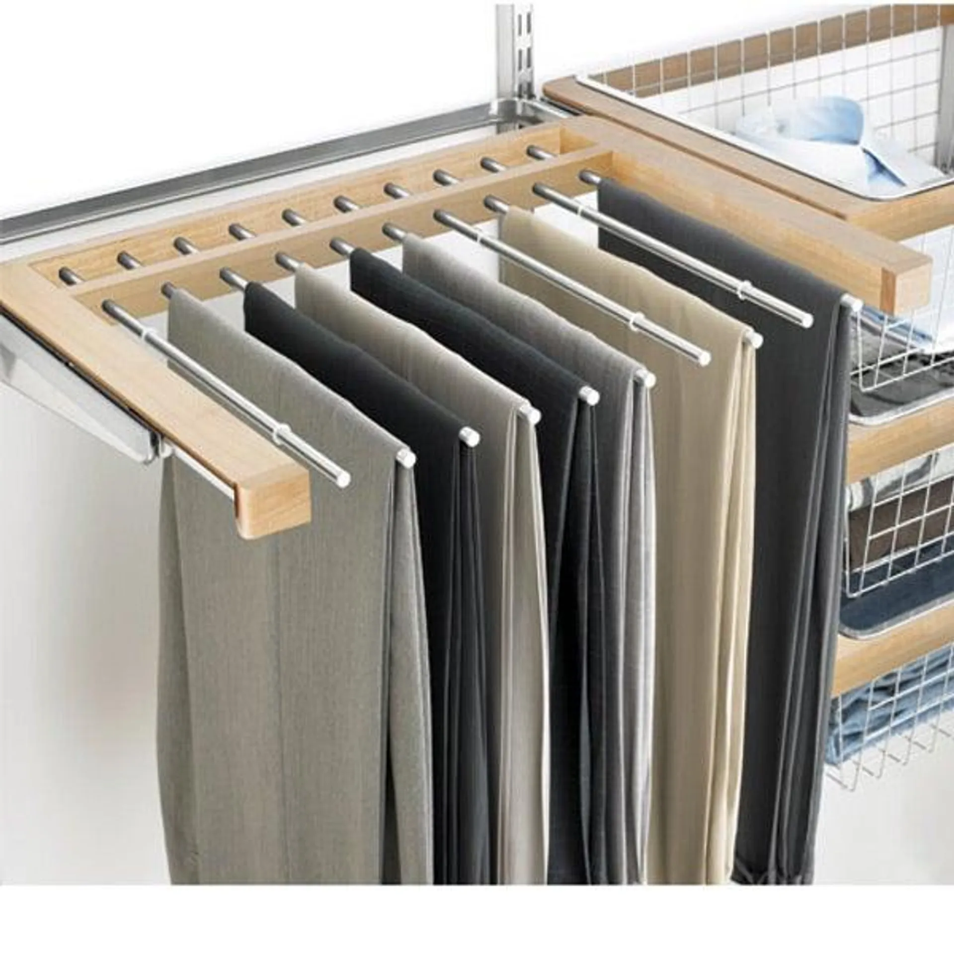 Elfa Decor Gliding Pant Rack Birch