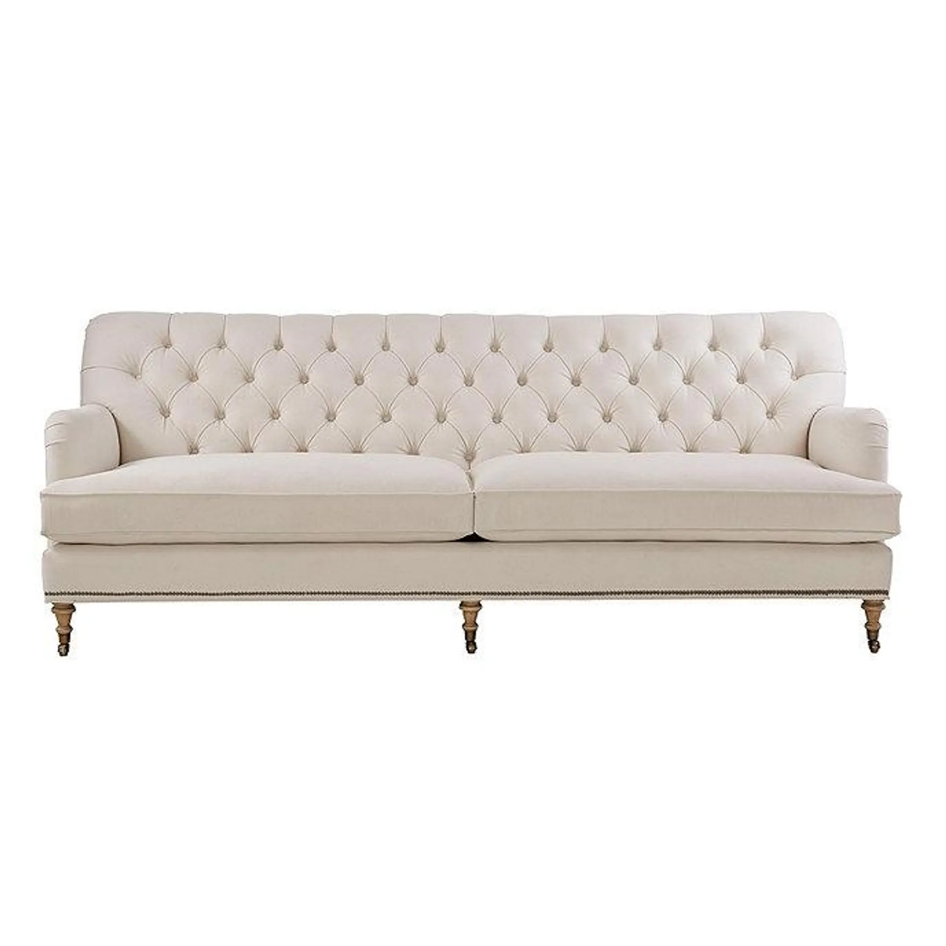 Maggie 96" Sofa with Brass Nailheads