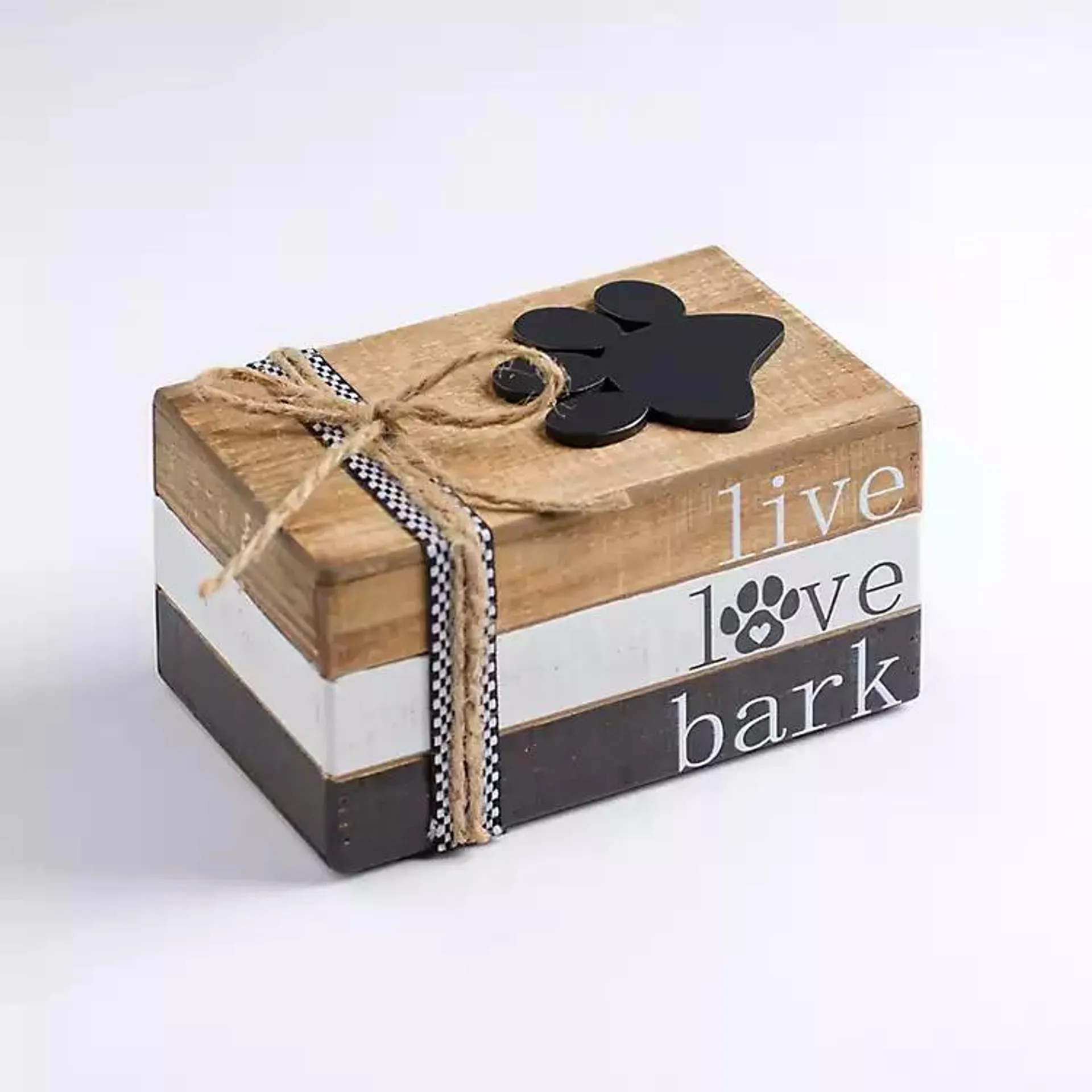 Live Love Bark Wooden Book Stack