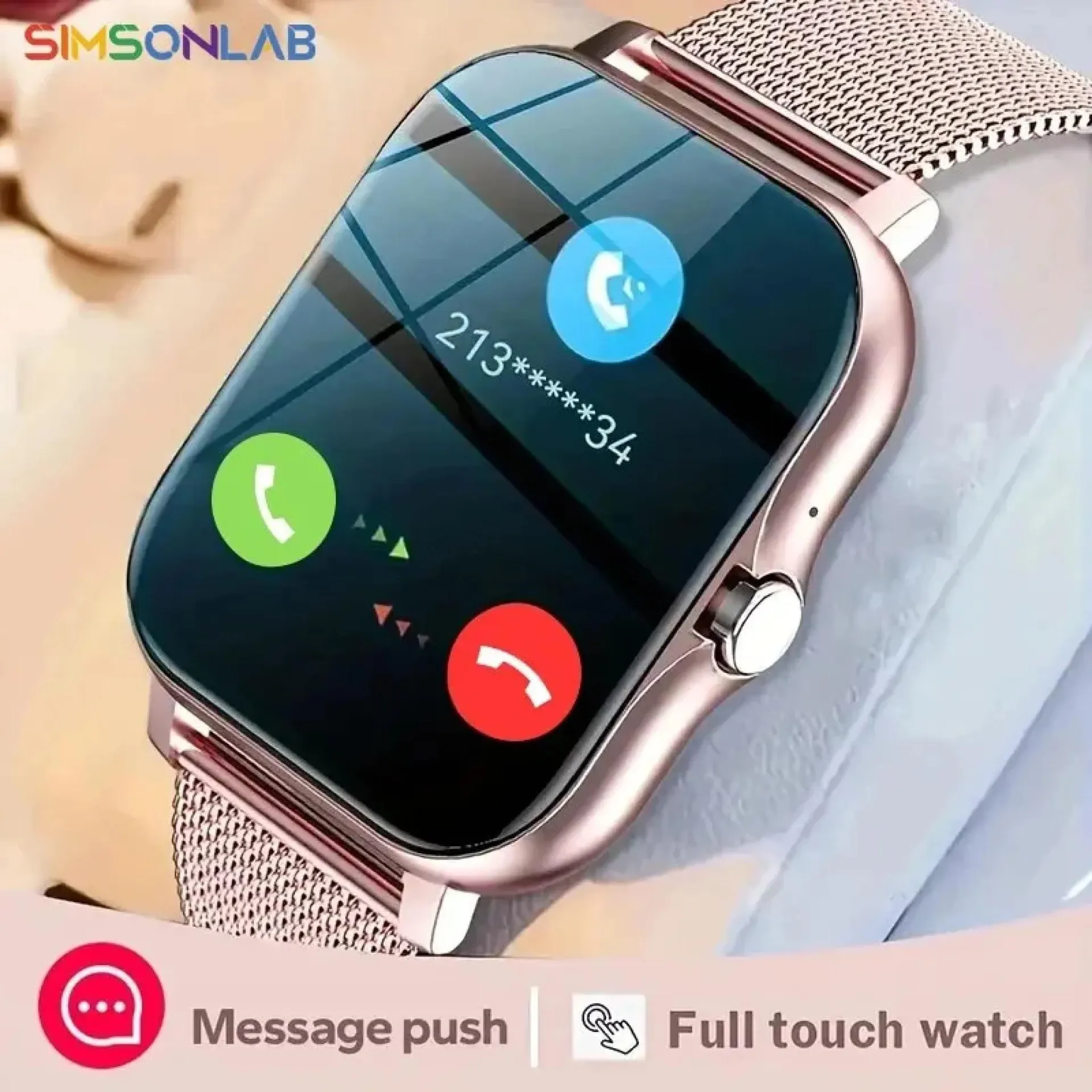 Reloj inteligente 2023 con Android, pantalla a color de 1.44 pulgadas, Bluetooth, llamadas, control de la presión y el oxígeno en sangre, para hombres y mujeres