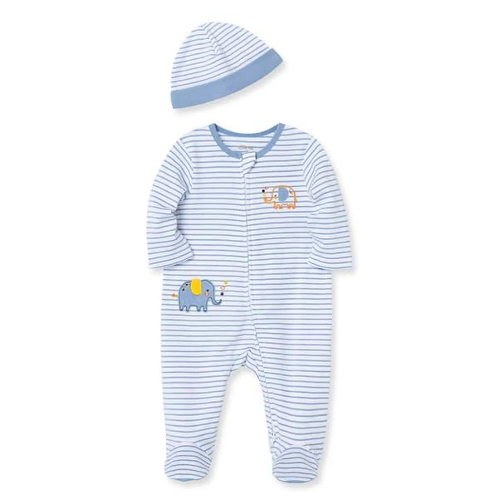 Baby Boy (NB-9M) Little Me® Starry Elephant Footie Pajamas & Hat