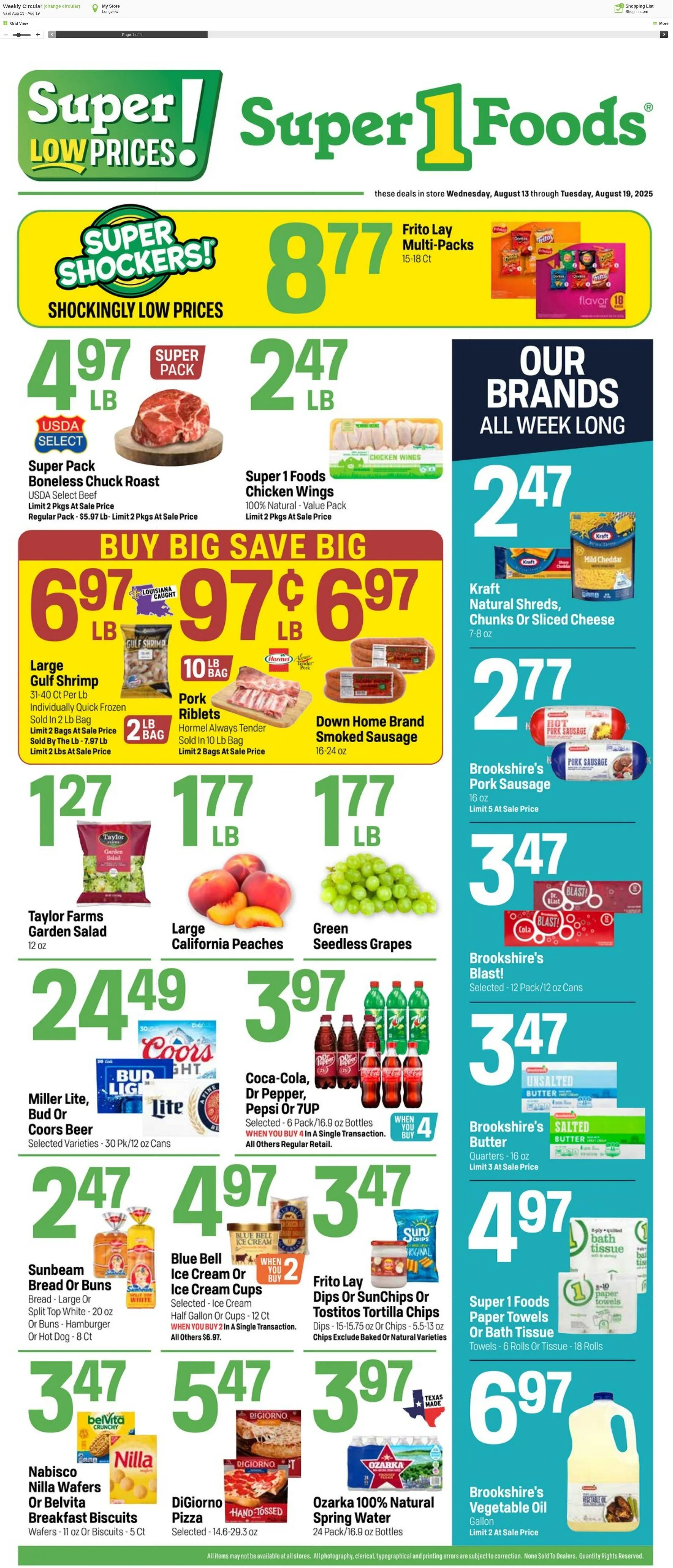 Weekly ad Super1Foods from August 13 to August 19 2025 - Page 1