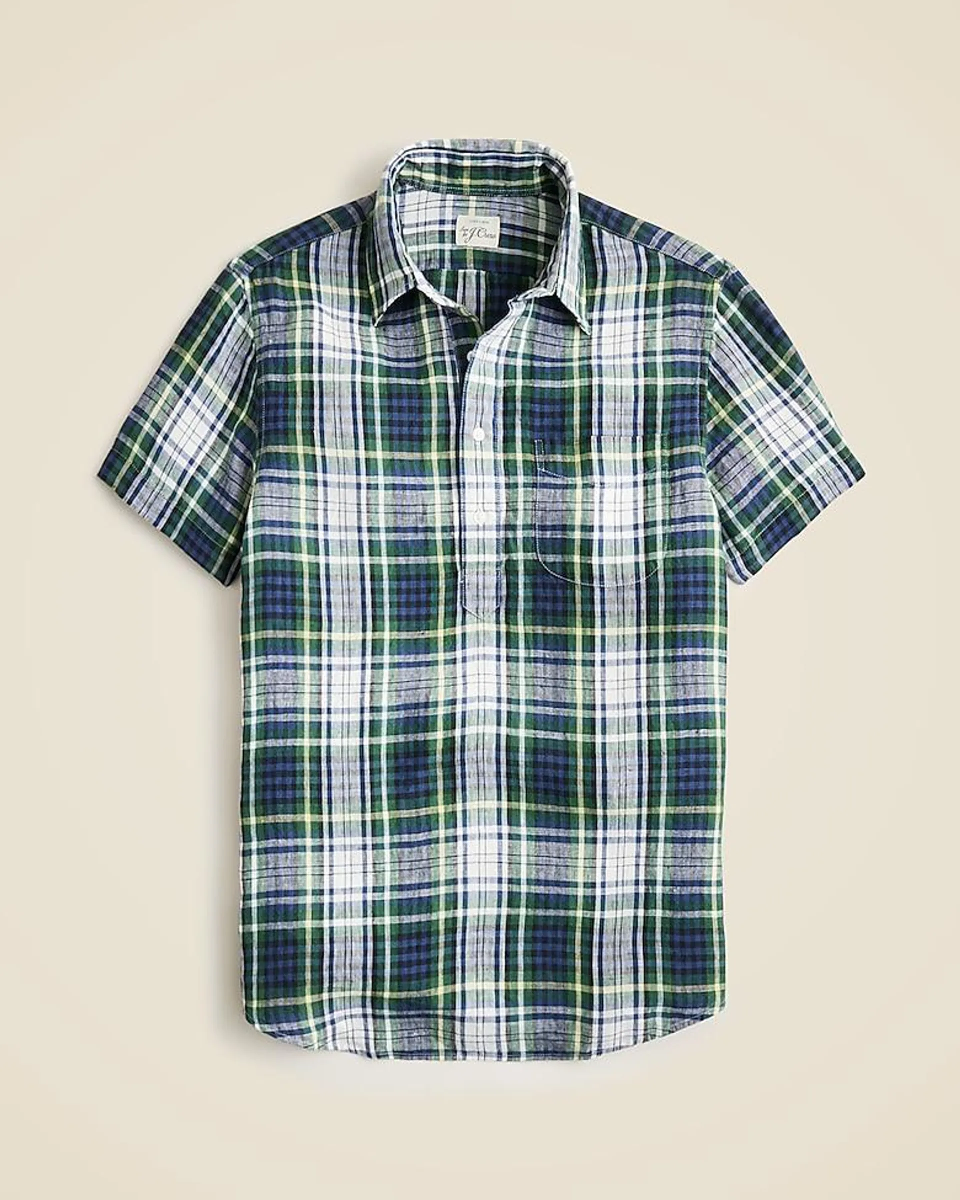 Short-sleeve Baird McNutt Irish linen popover shirt
