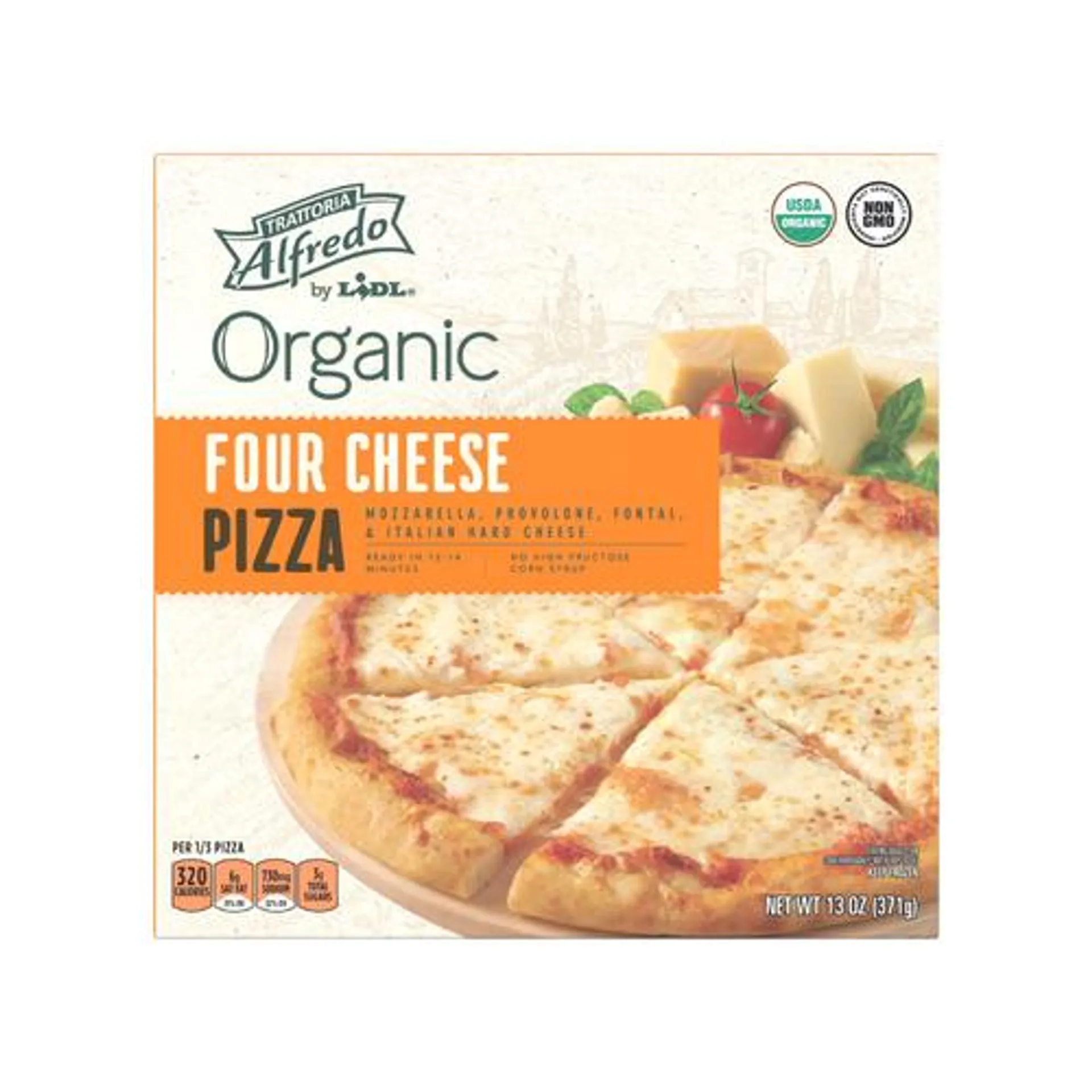 Trattoria Alfredo frozen organic pizza, four cheese