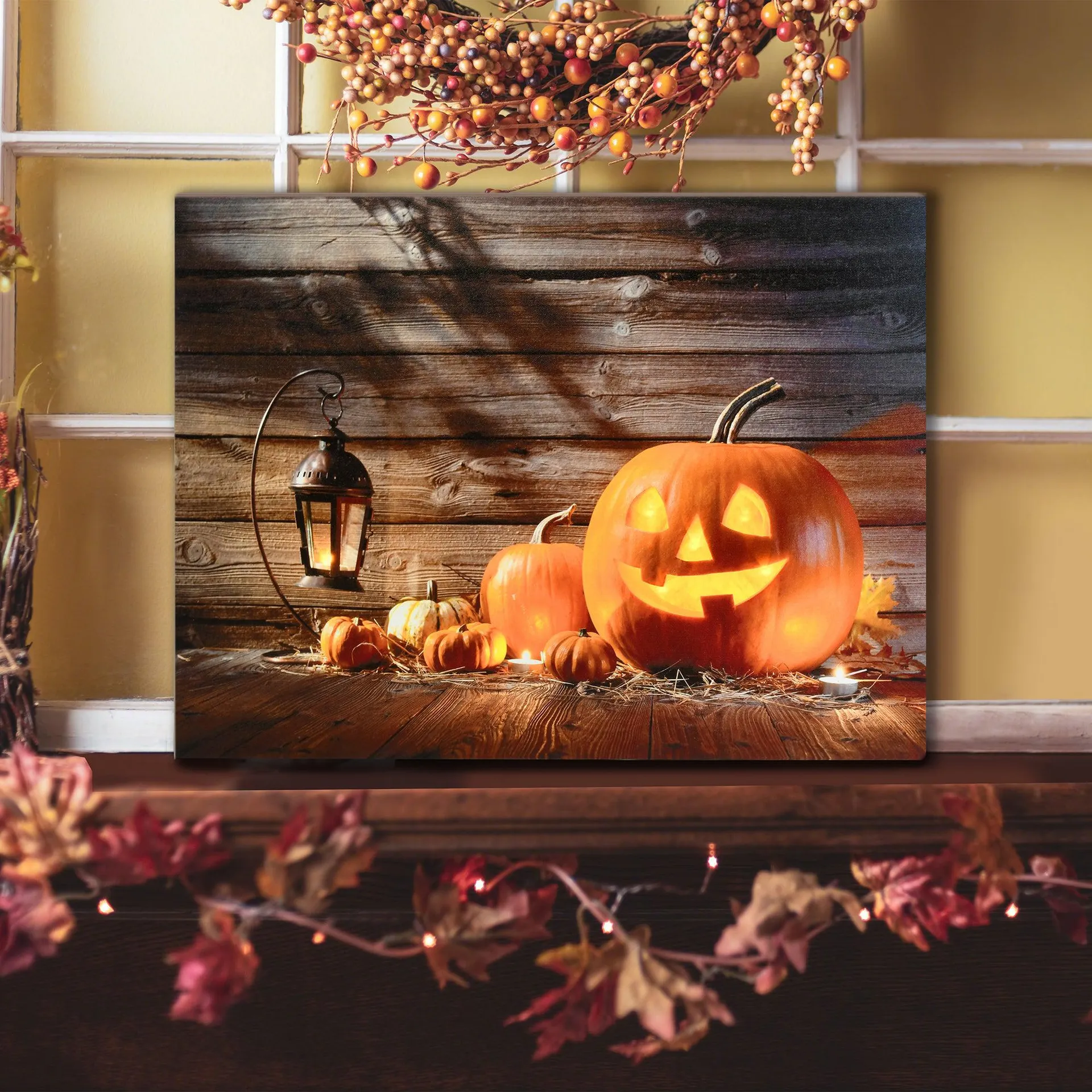 Jack O' Lantern Lighted with Remote Control Wall Art