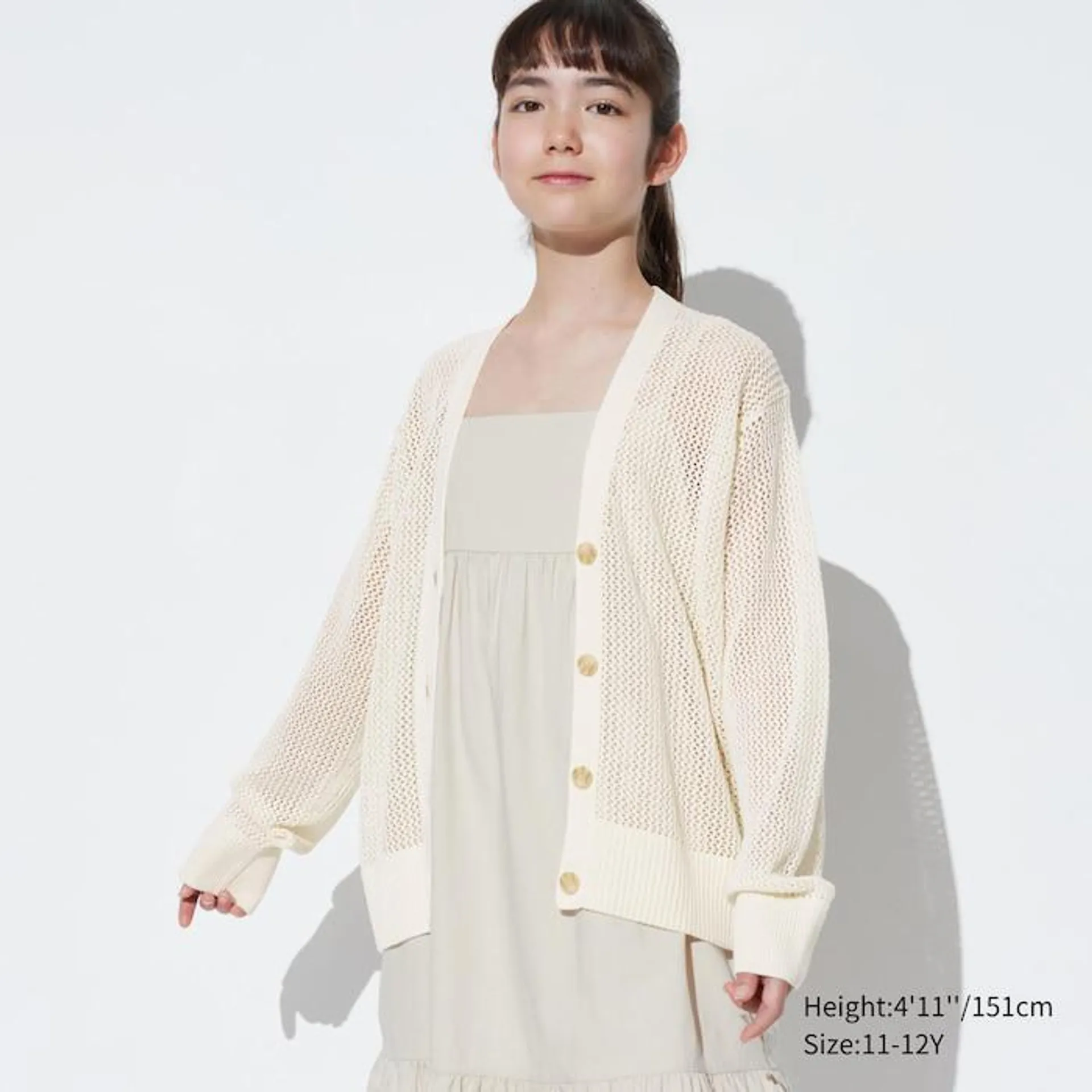 WASHABLE MESH V NECK LONG SLEEVE CARDIGAN