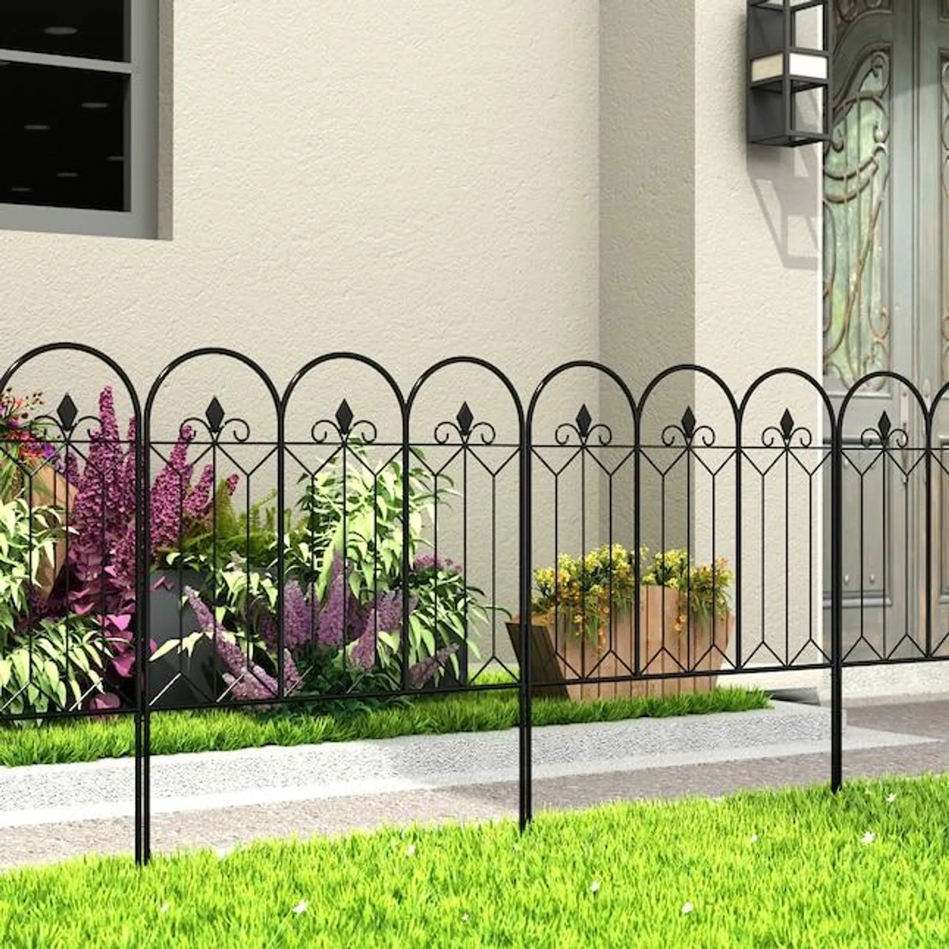 MIDHAM 0.315-in x 24-in x 31.5-in 5-Pack Black Metal Steel Decorative Fencing