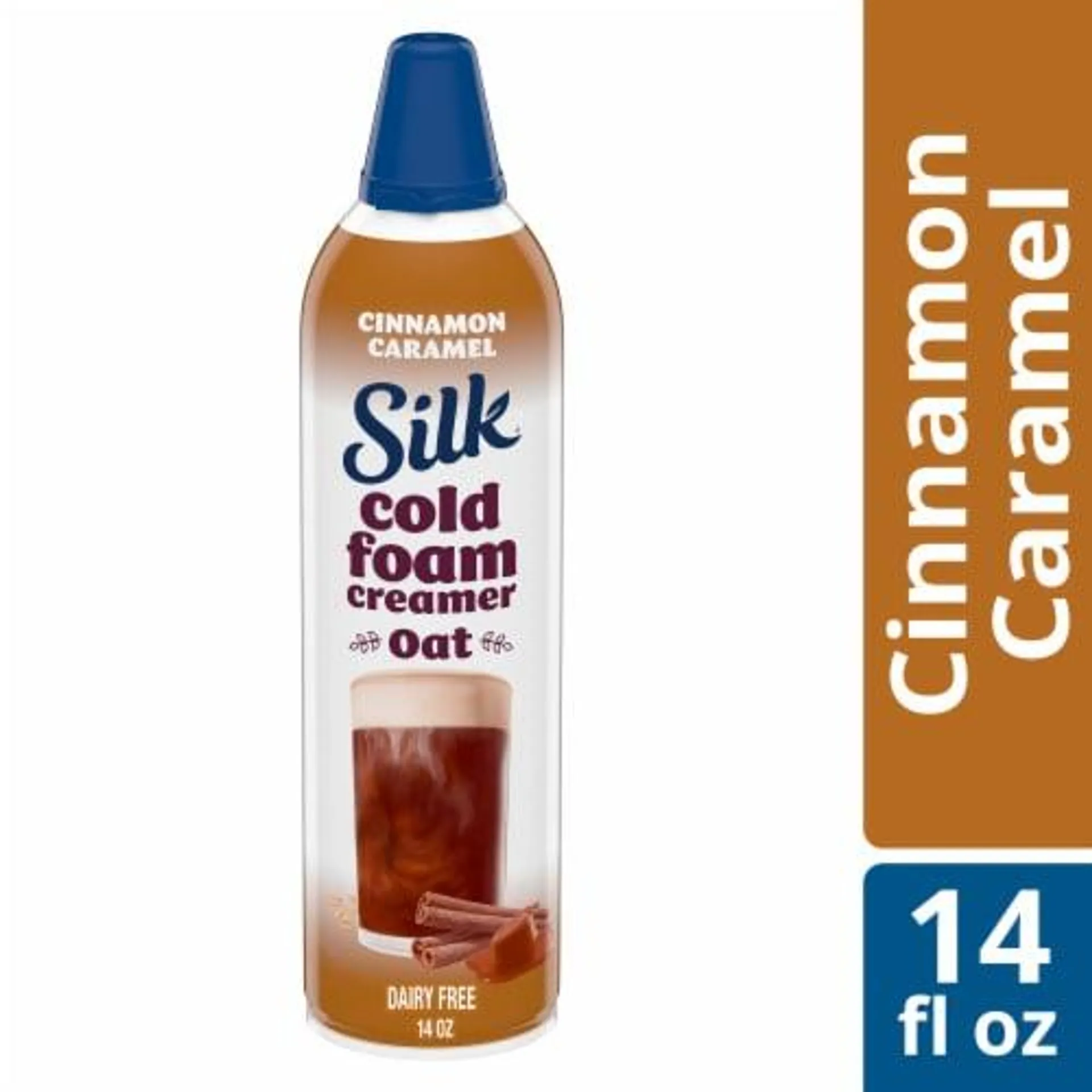 Silk Plant-Based Cold Foam Coffee Creamer, Cinnamon Caramel Oat Creamer, Bottle