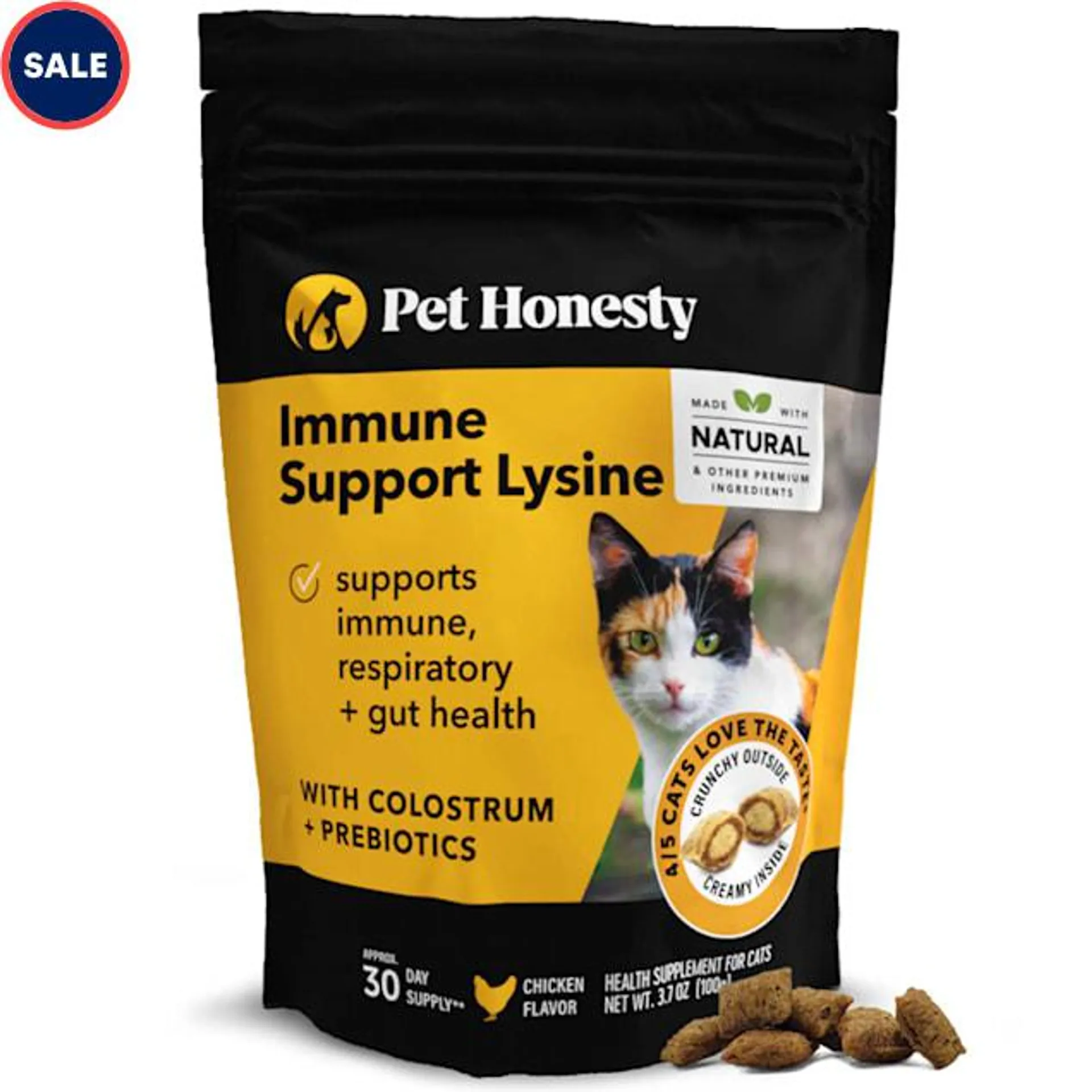 Pet Honesty Immune Support Lysine Dual Texture Supplements for Cats, 3.7 oz.