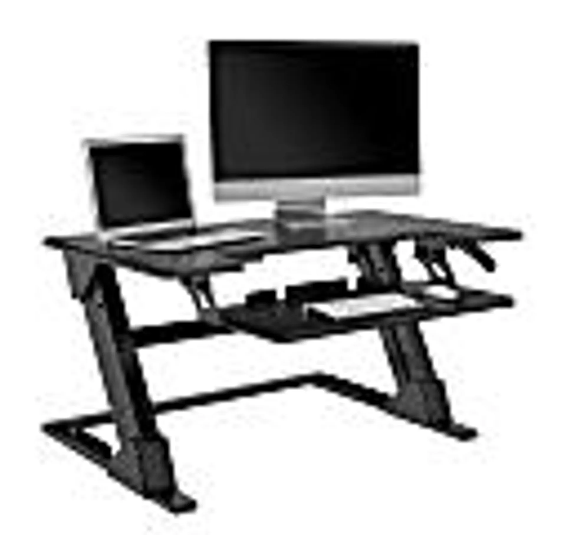 Realspace® P20 Standing Desk Converter With USB And Keyboard Tray, 19-3/10"H x 35-2/5"W x 23-1/5"D, Black