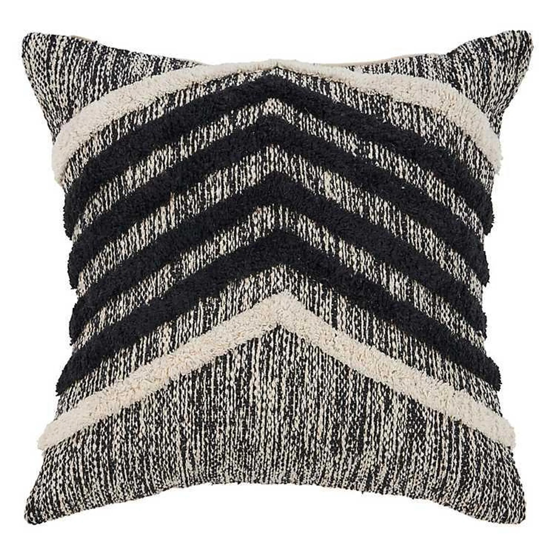 Black and Metallic Fringe Textured Pillow