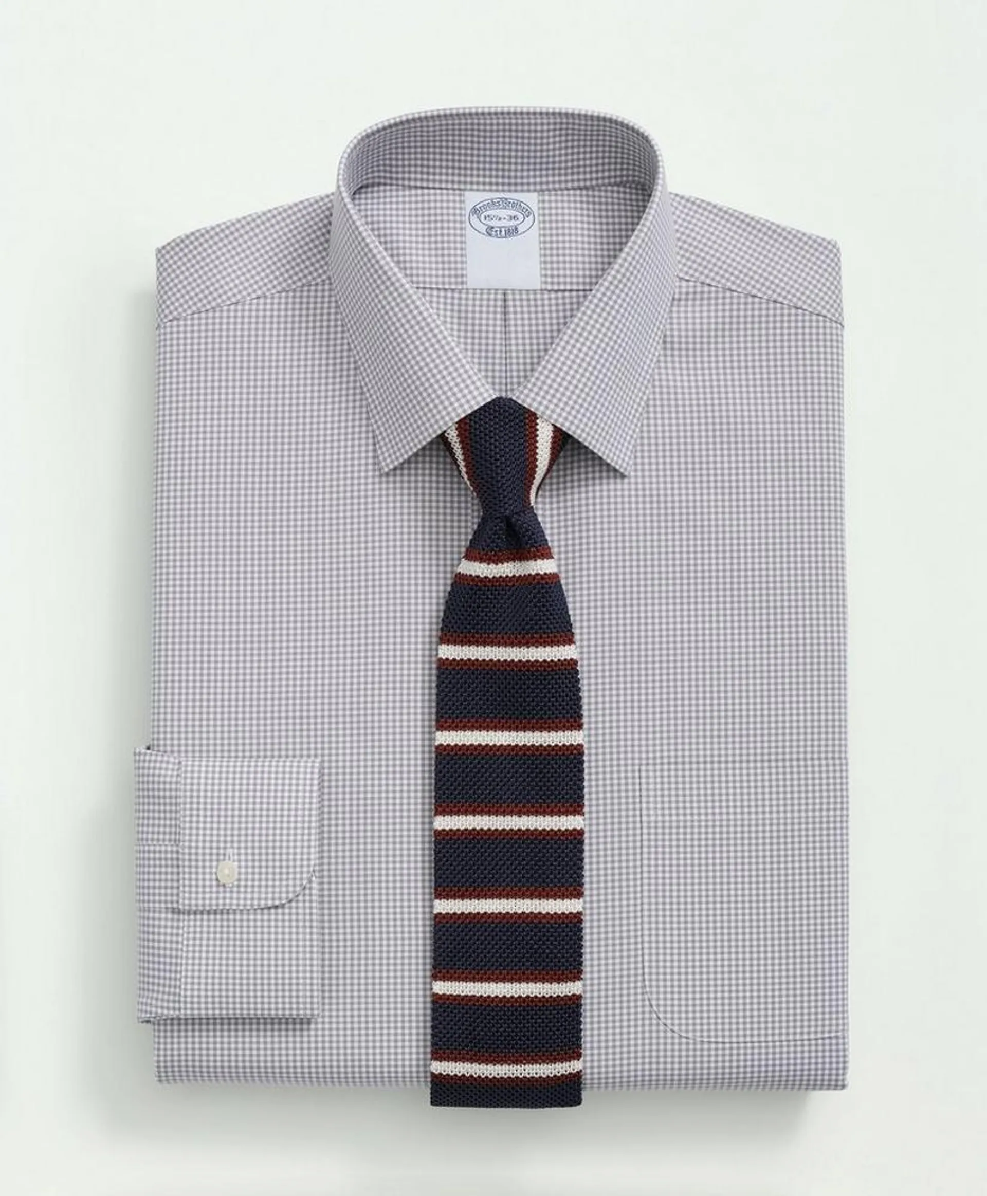 Stretch Supima ® Cotton Non-Iron Pinpoint Oxford Ainsley Collar, Gingham Dress Shirt