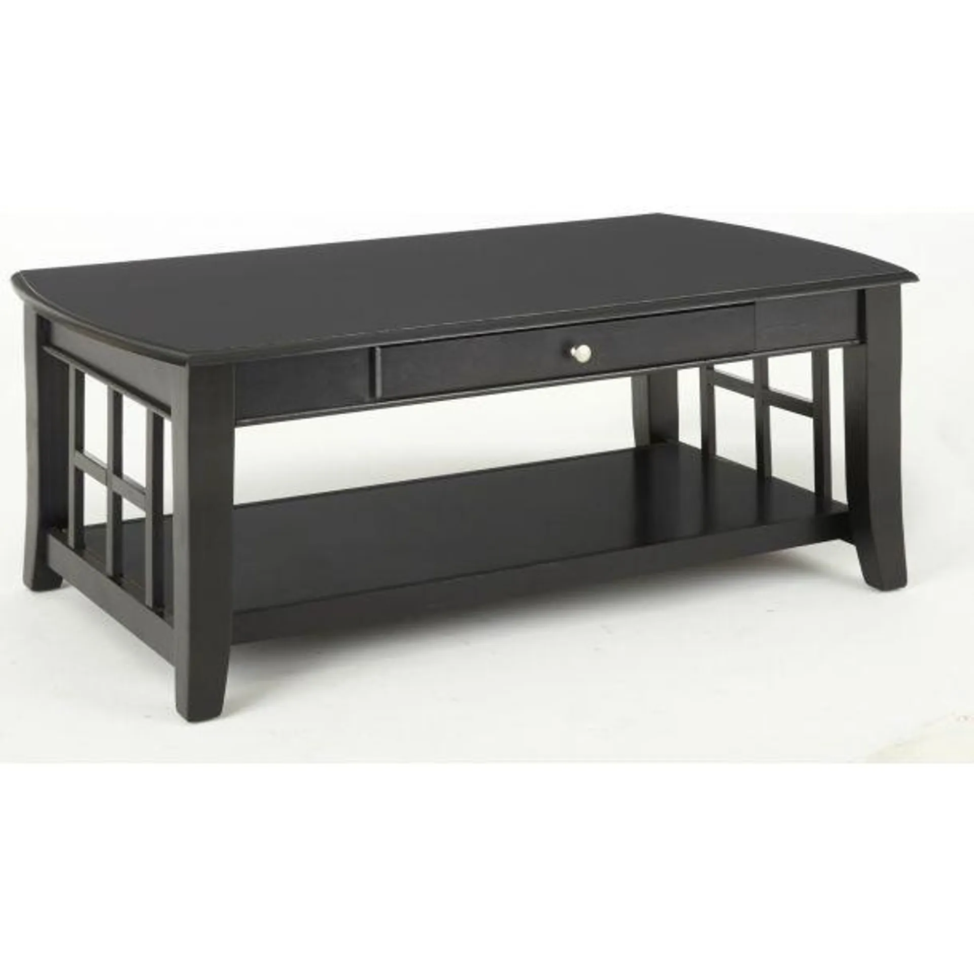 Cassidy 50" Cocktail Table with Drawer and Open Shelf by Steve Silver Company - Black