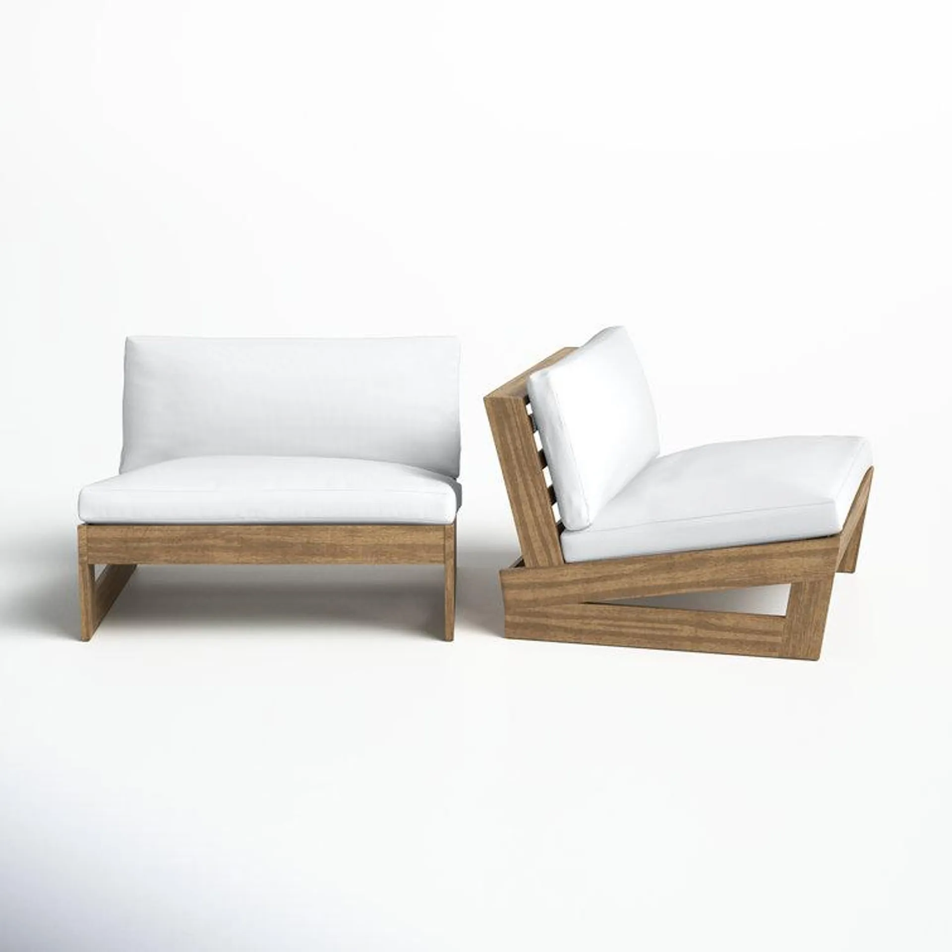 Louise Acacia Outdoor Armless Lounge Chair with Cushions