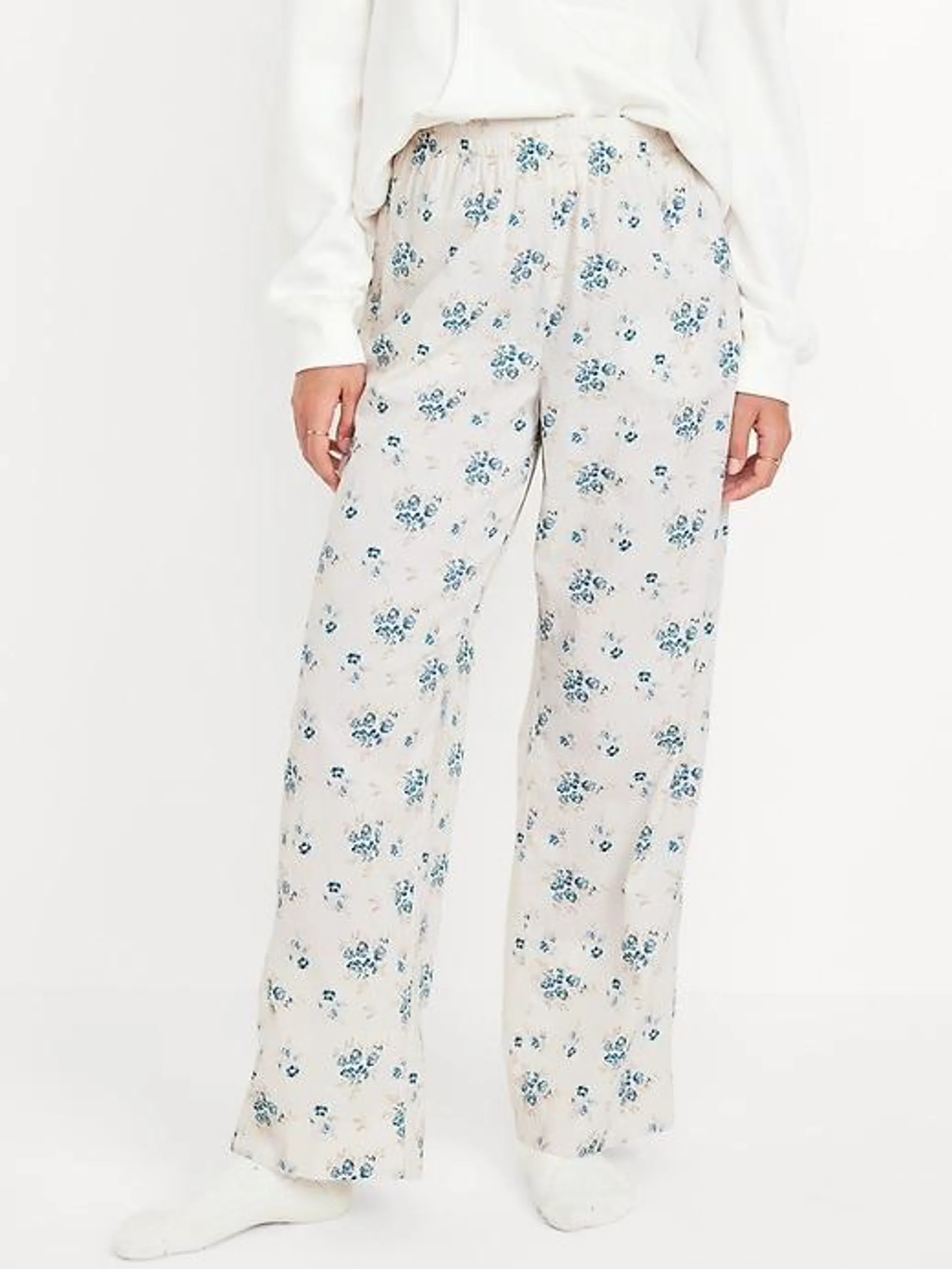 High-Waisted Poplin Pajama Pant