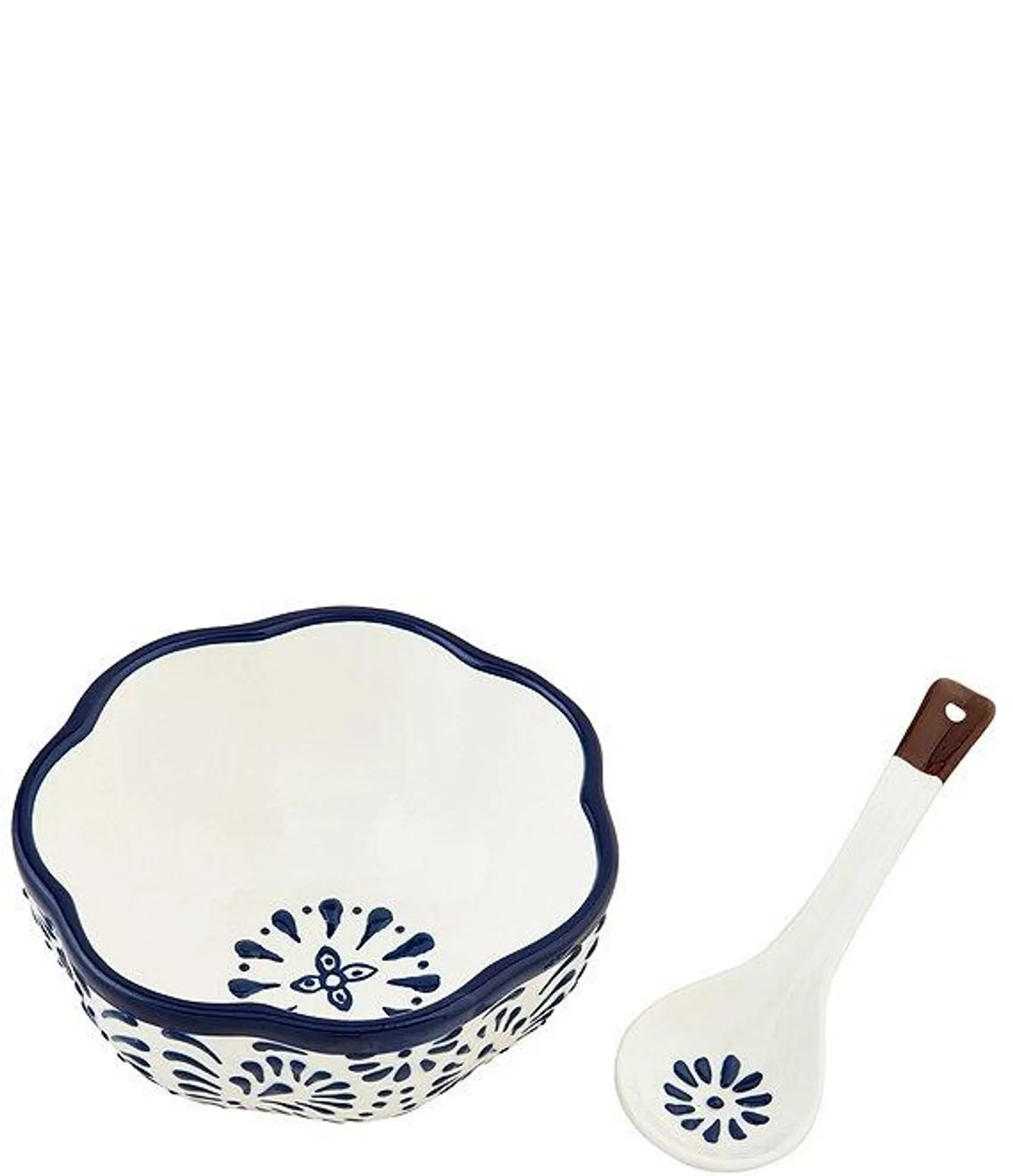 Valencia Blue Floral Salsa Bowl Set