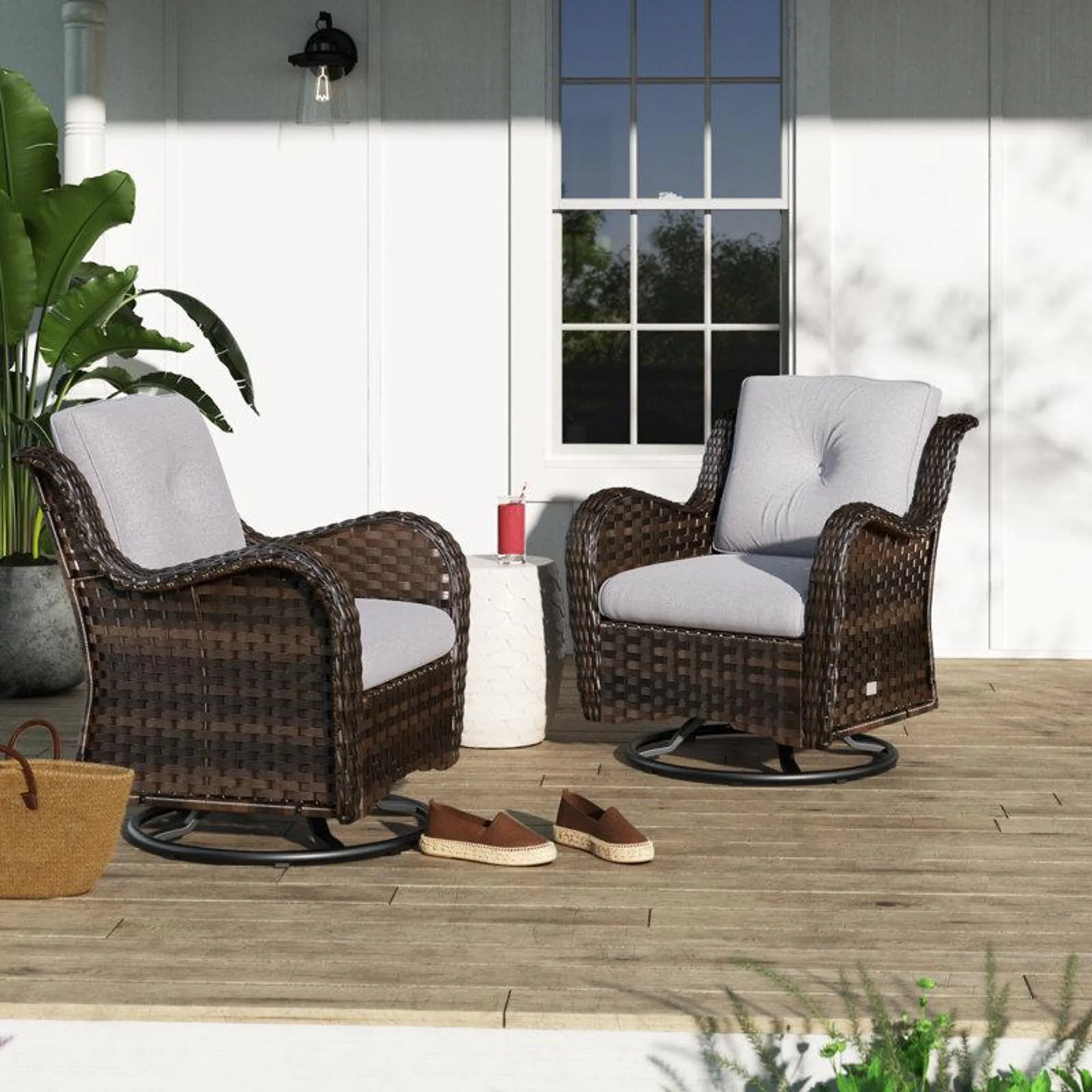 Linkwood Rocking Swivel Patio Chair with Cushions