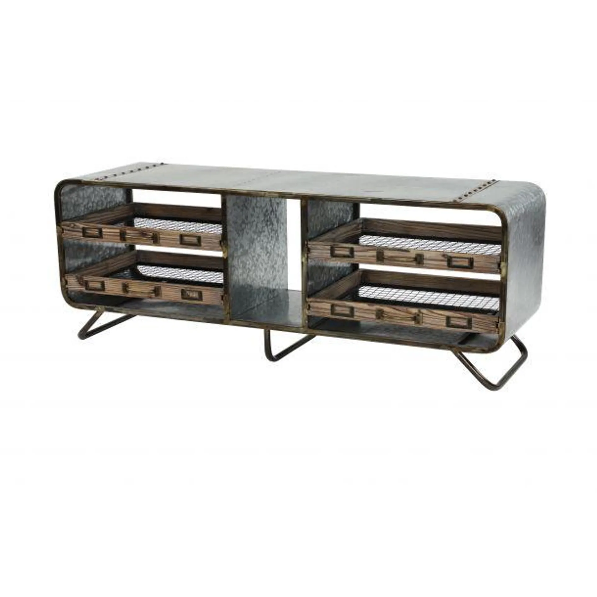 Farmhouse 48" Metal Storage Bench with 4-Drawers by Marisol + Daisy - Gray