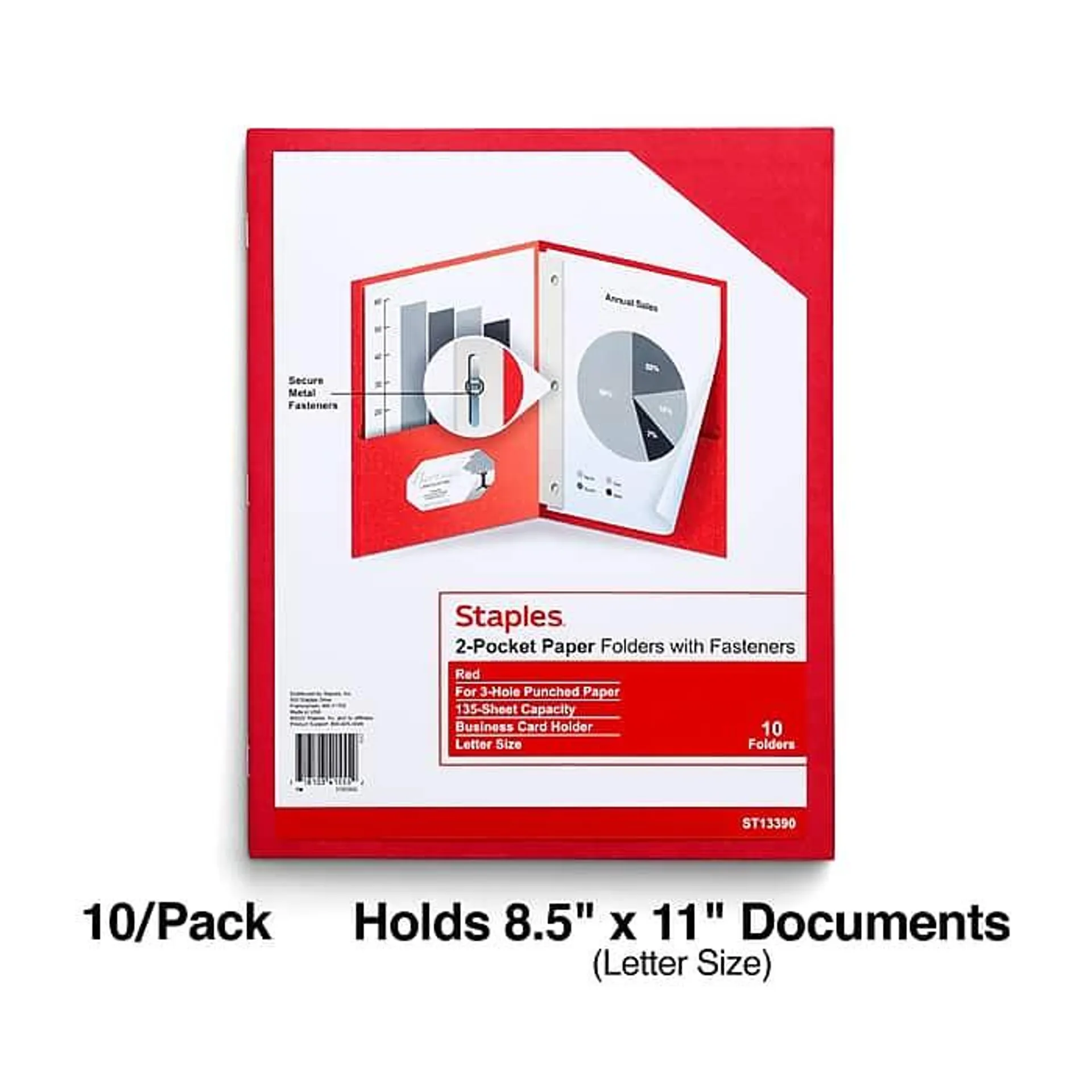 Staples 10% Recycled Smooth 2-Pocket Paper Presentation Folder with Fasteners,