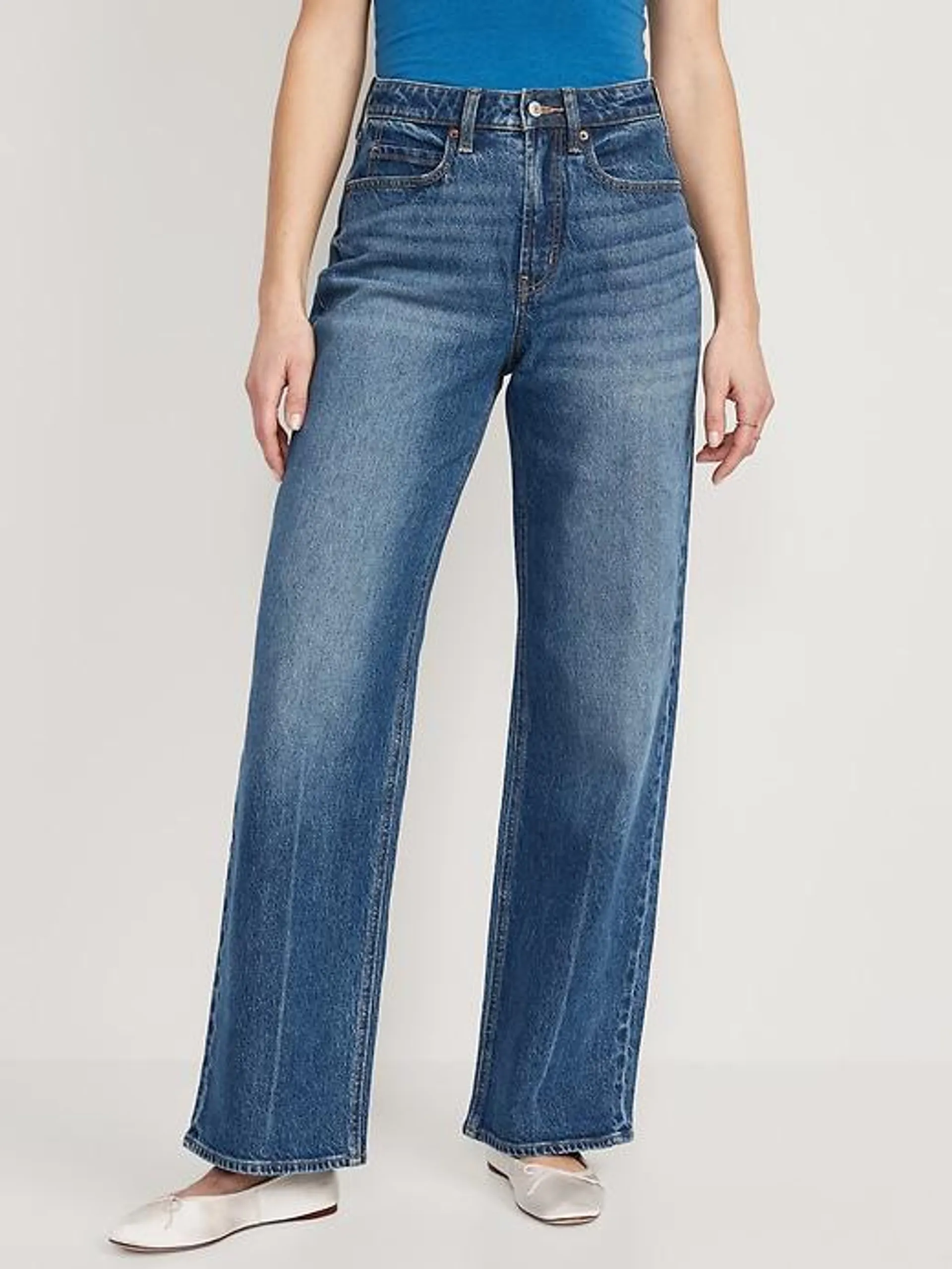 Curvy Extra High-Waisted Sky-Hi Wide-Leg Jeans for Women