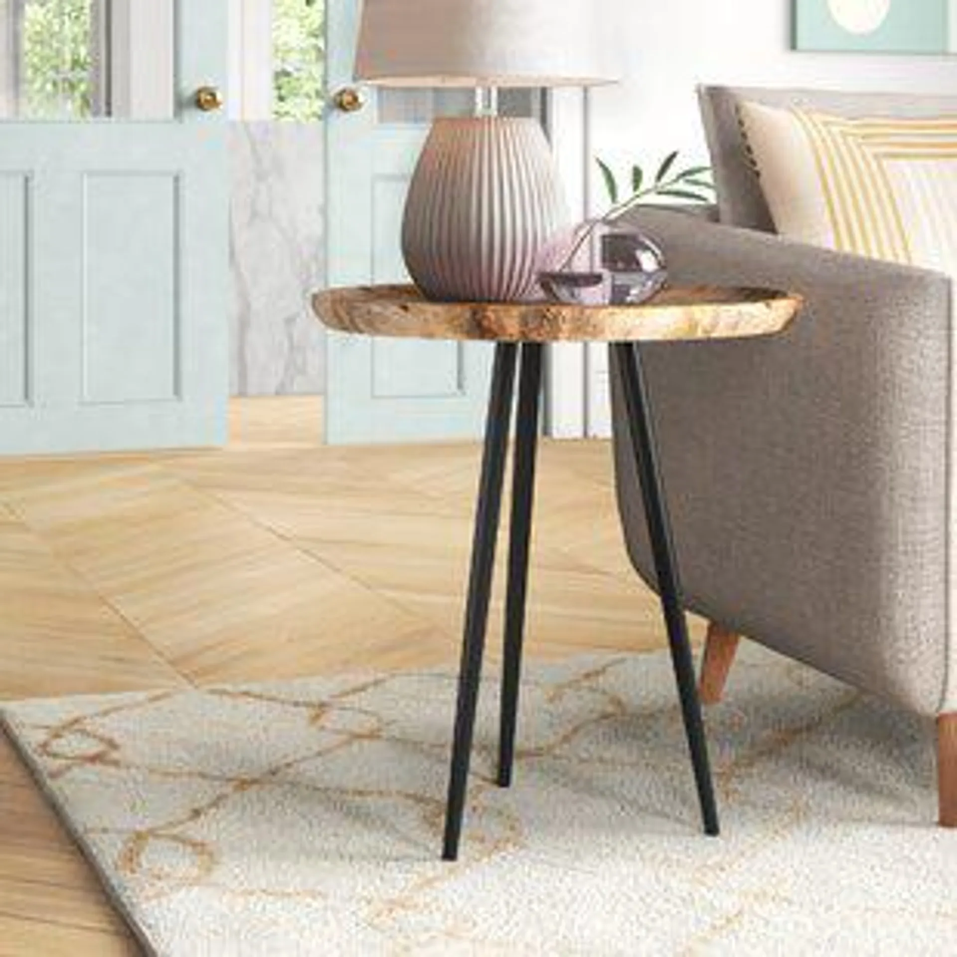 Castiglia Solid Wood 3 Legs End Table