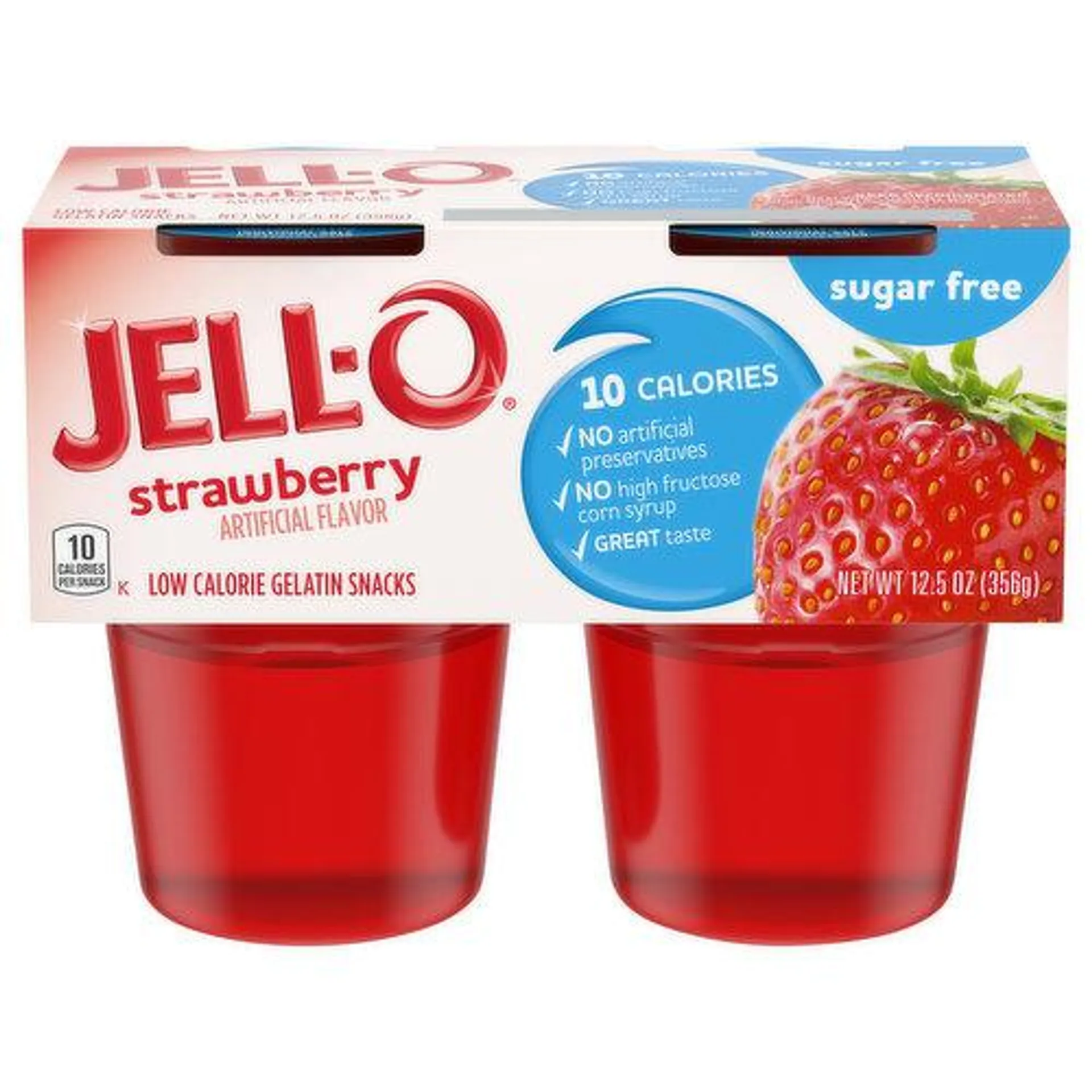 Jell-o Jell-O Sugar Free Ready to Eat Strawberry Gelatin, 4 ct - 12.5 oz Package - 4 Each