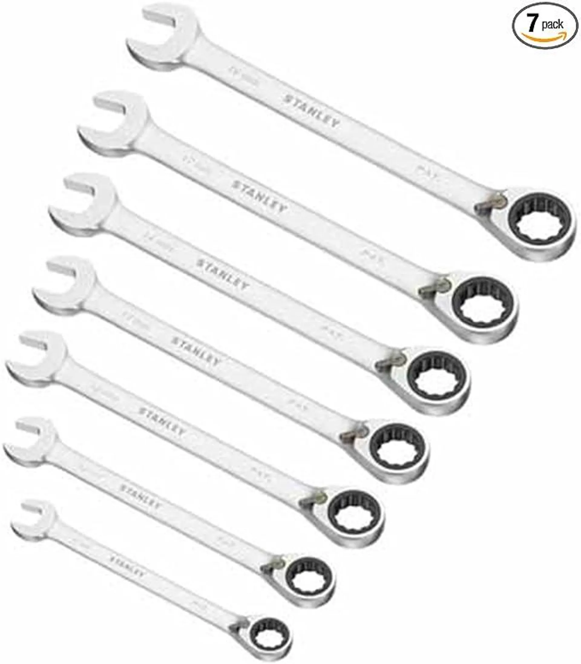 Stanley 1-17-375 Combination spanner-Set with ratchet (7-piece), Silver