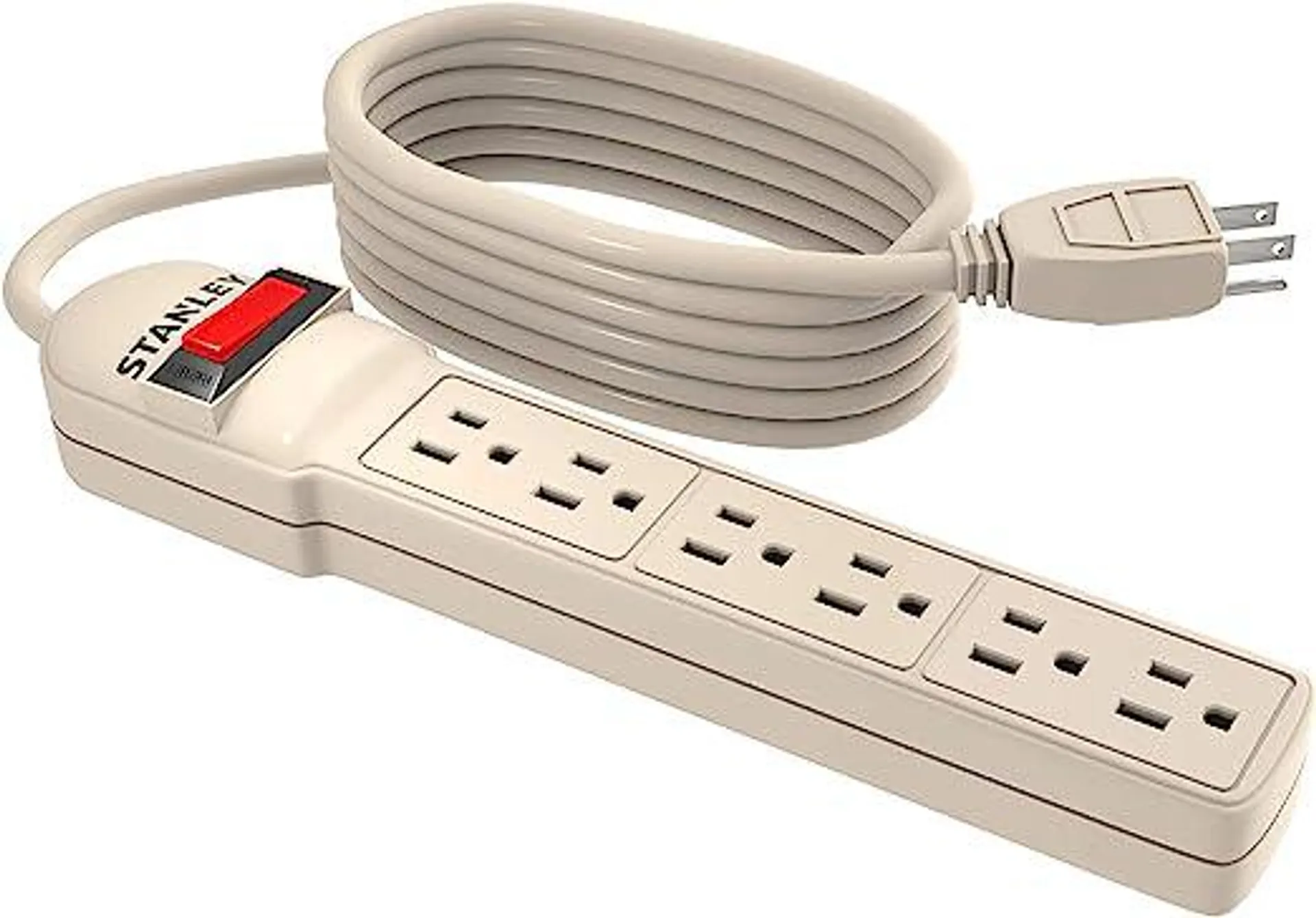 Stanley 30021 PowerMax 6 XL, 6-Outlet Power Strip w/ Long Cord , Beige