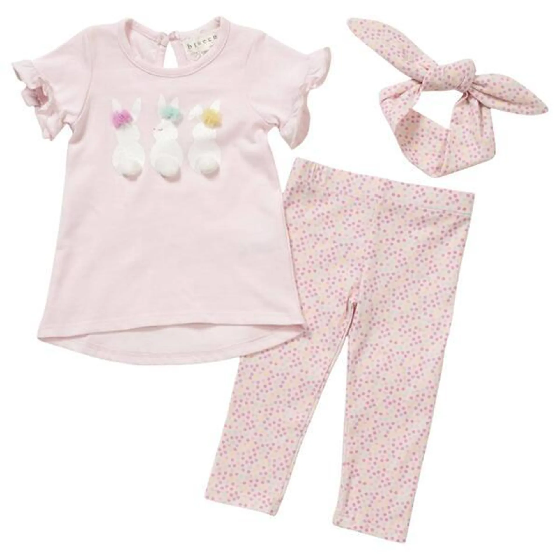 Baby Girl (12-24M) BTween® Bunnies Ruffle Sleeve Top Legging Set