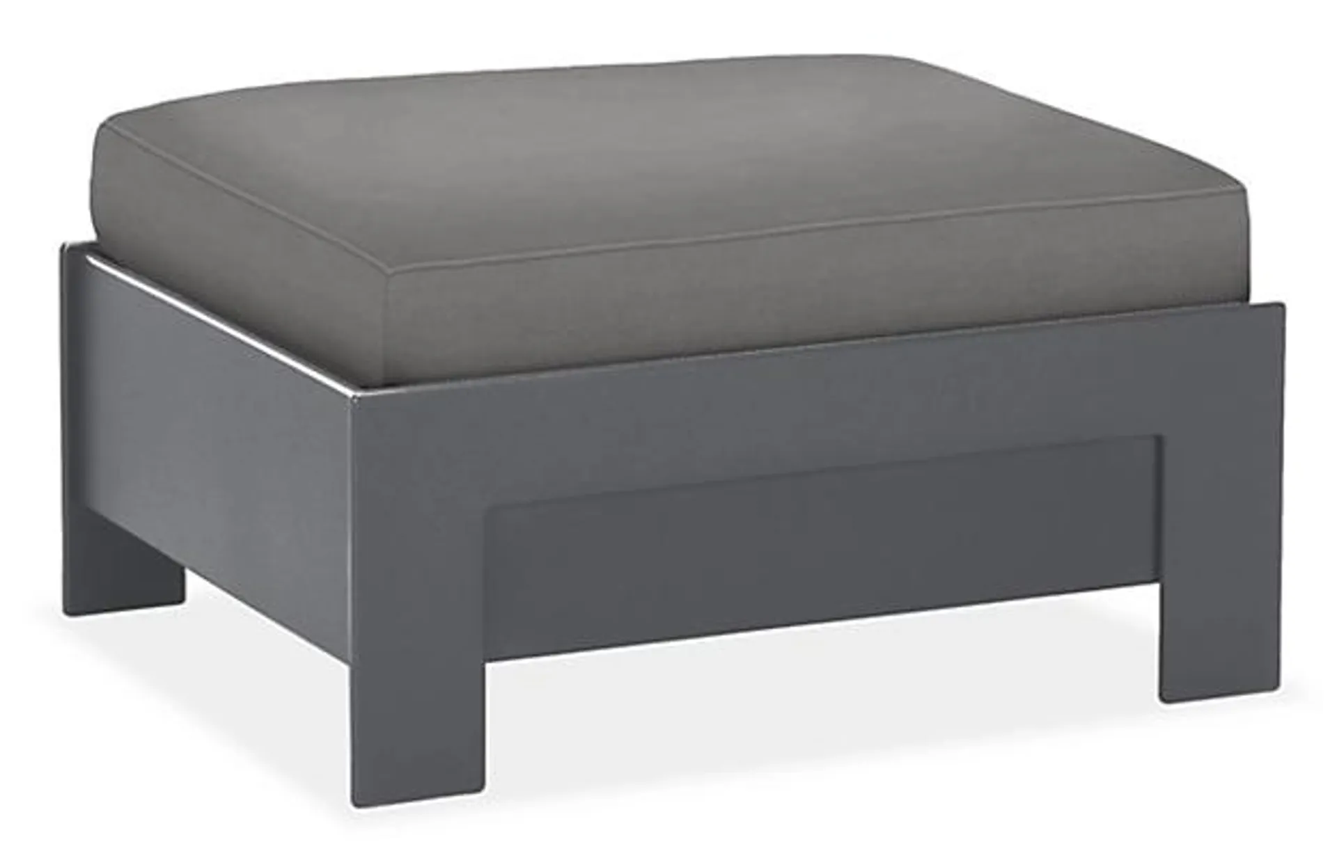 Rayo 29.5w 23d 15.5h Ottoman in Sunbrella Canvas Slate with Grey HDPE Frame